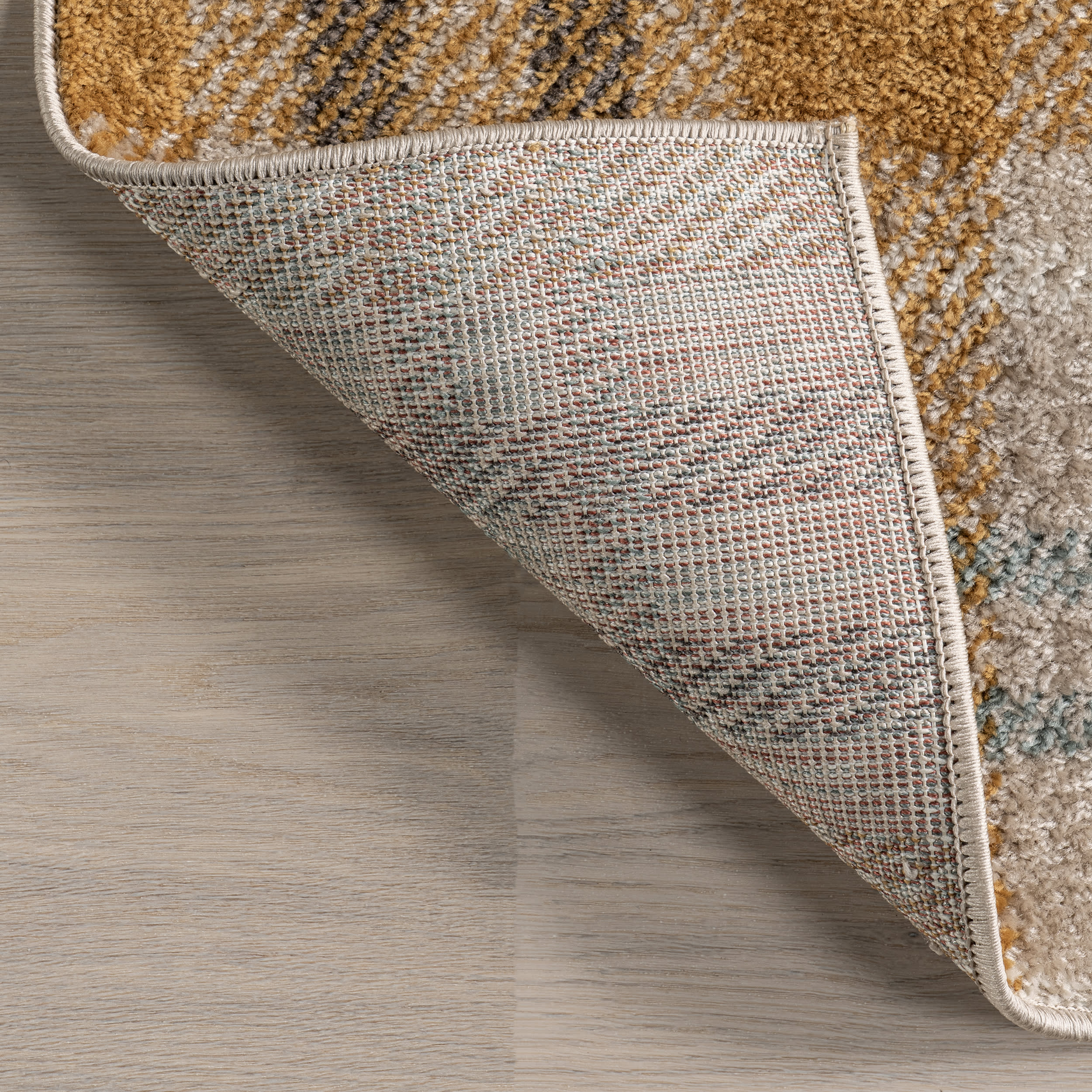 Maribel Plaid Rug | Orange And Grey - Image 6