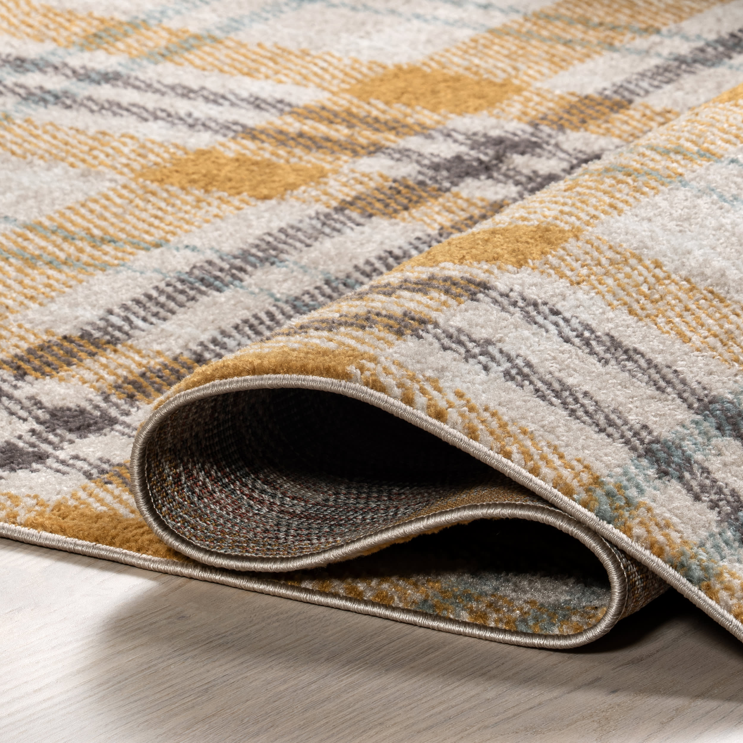 Maribel Plaid Rug | Orange And Grey - Image 8