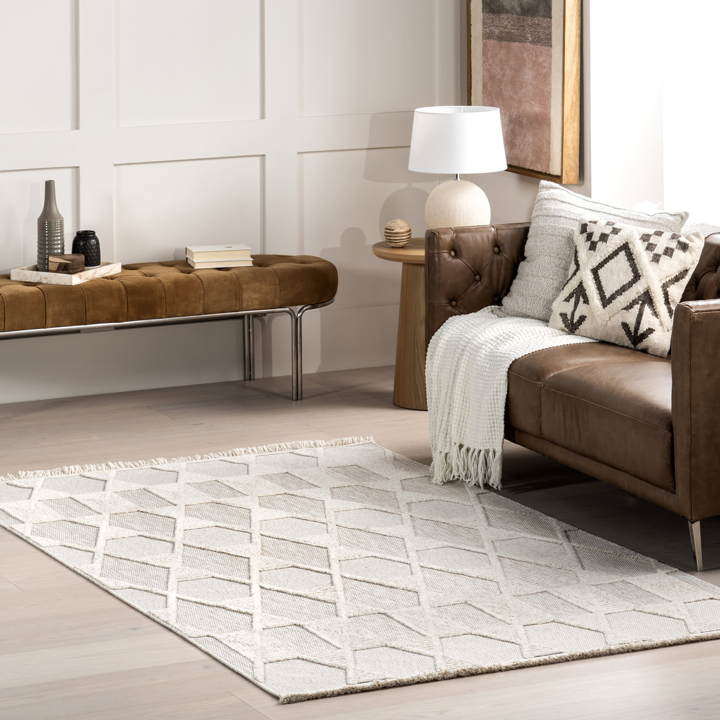 Marietta Boxy Trellis Rug | Ivory - Image 2