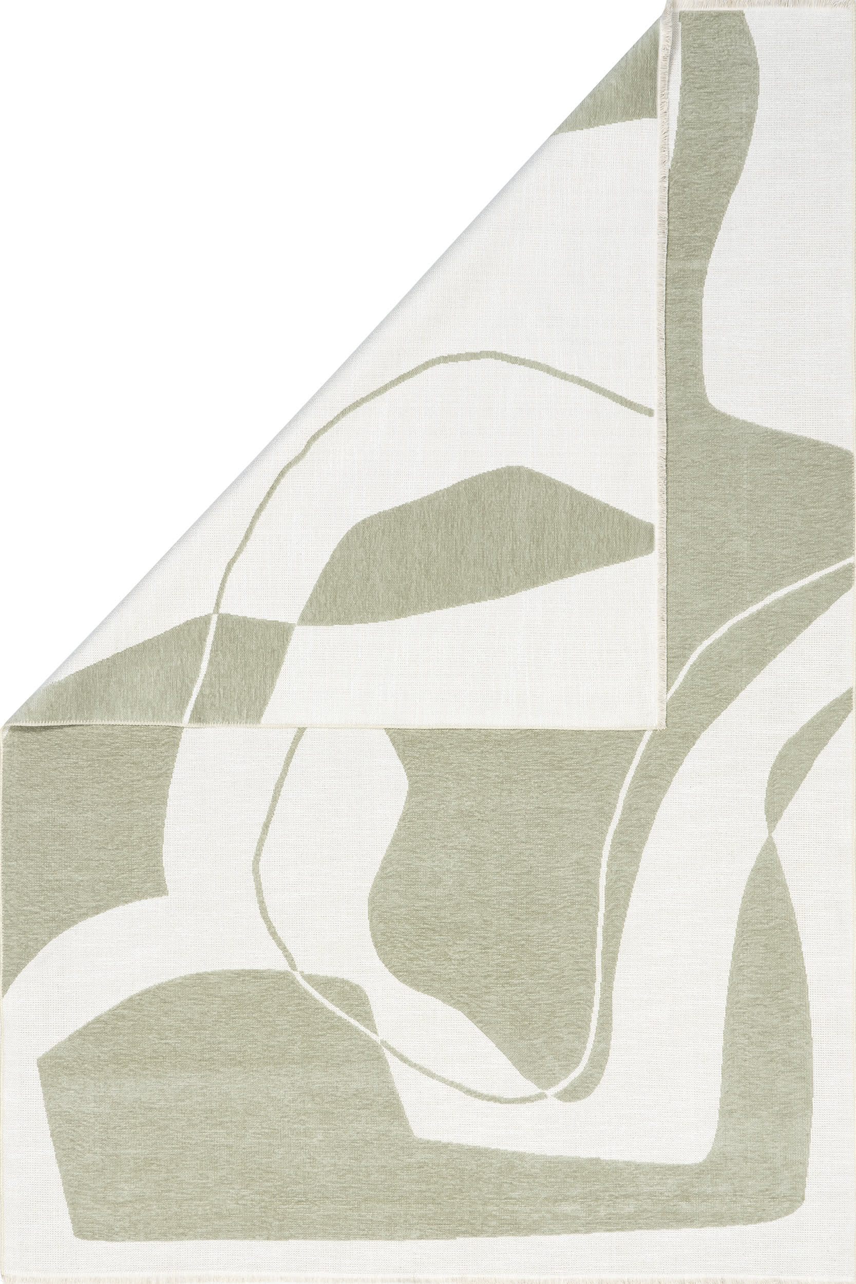 Marion Abstract Fringed Reversible Washable Rug | Green - Image 5