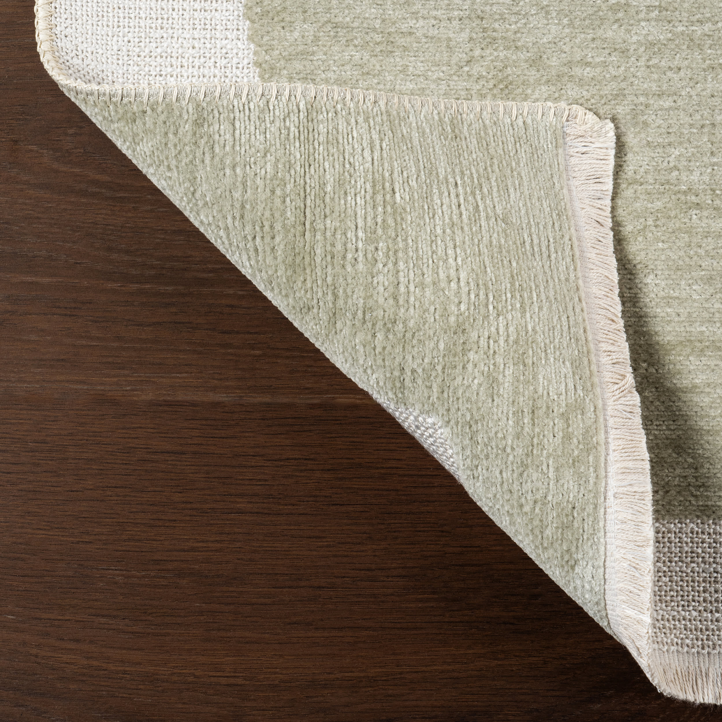 Marion Abstract Fringed Reversible Washable Rug | Green - Image 8