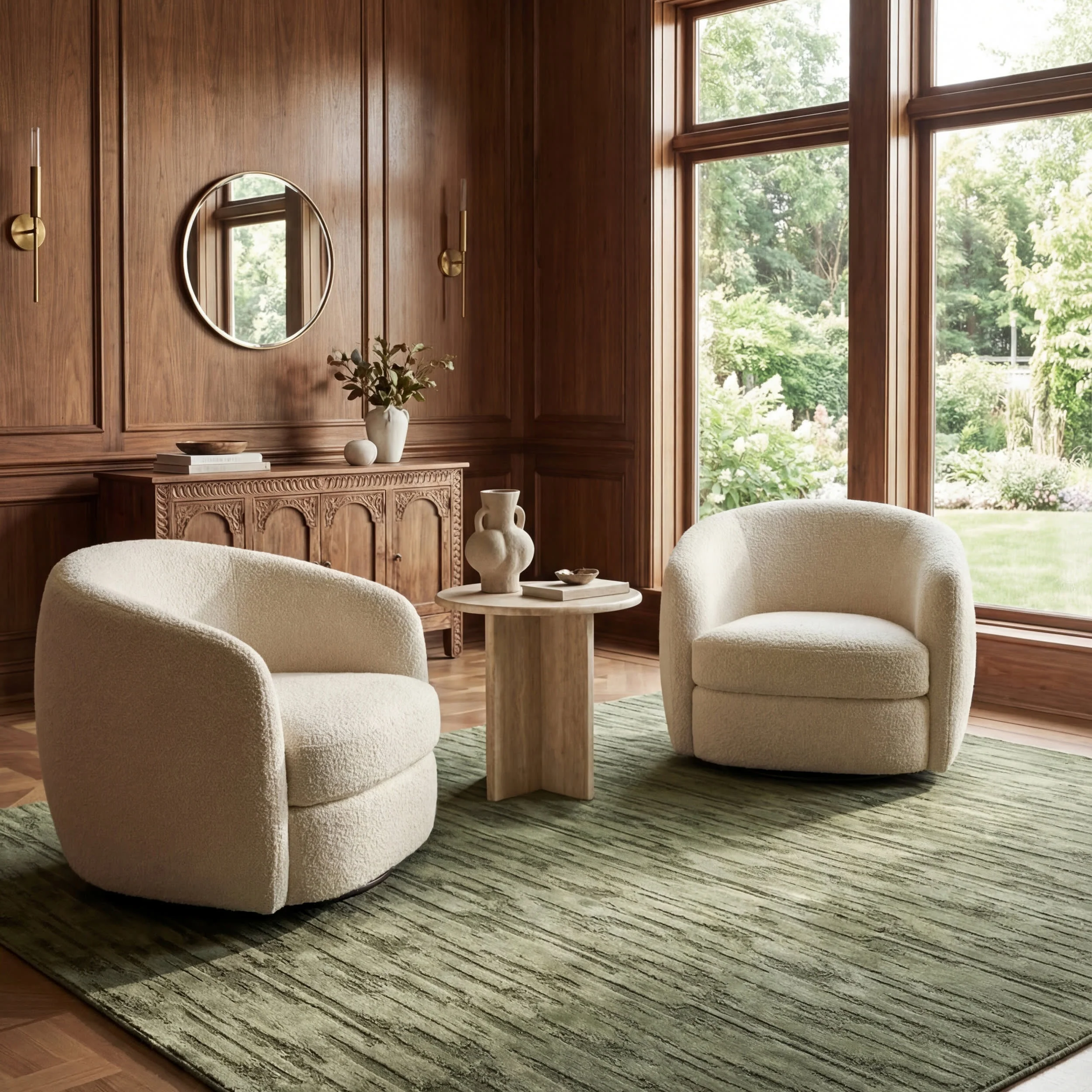 Marish Abstract Plush Textured Washable Rug | Green - Image 2