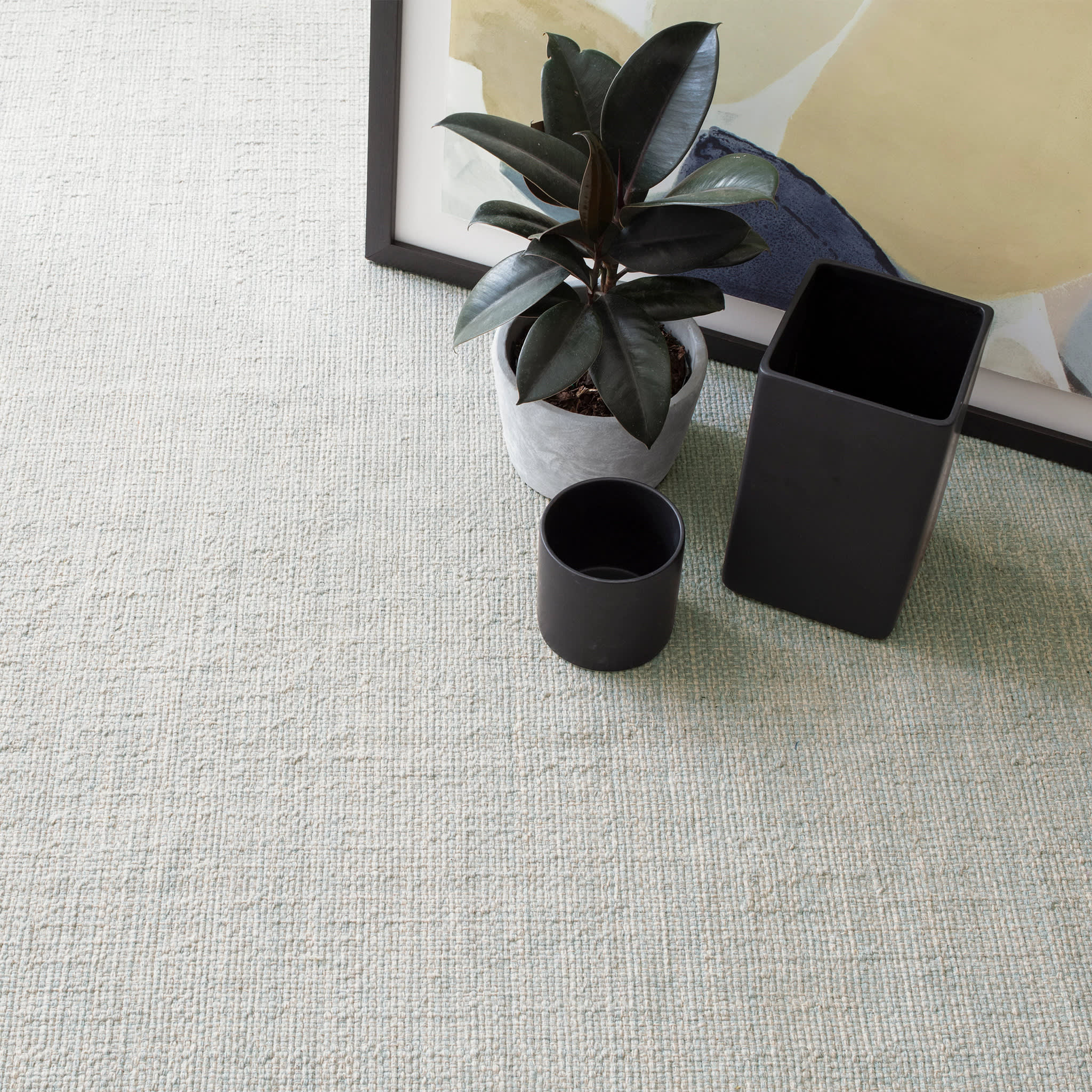 Marled Handwoven Cotton Rug | Light Blue - Image 2