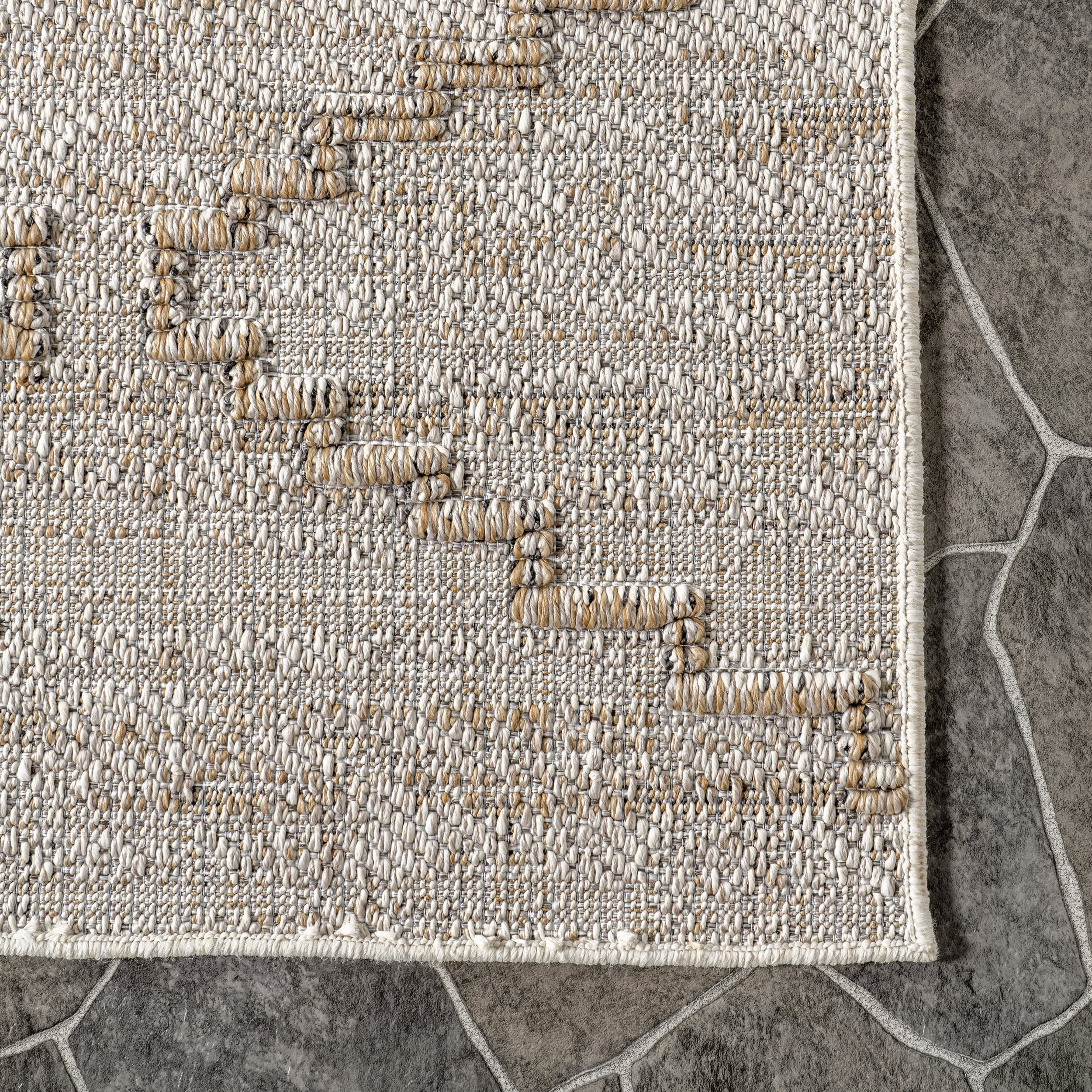 Marlee Textured Tribal Indoor/Outdoor Rug | Beige - Image 3