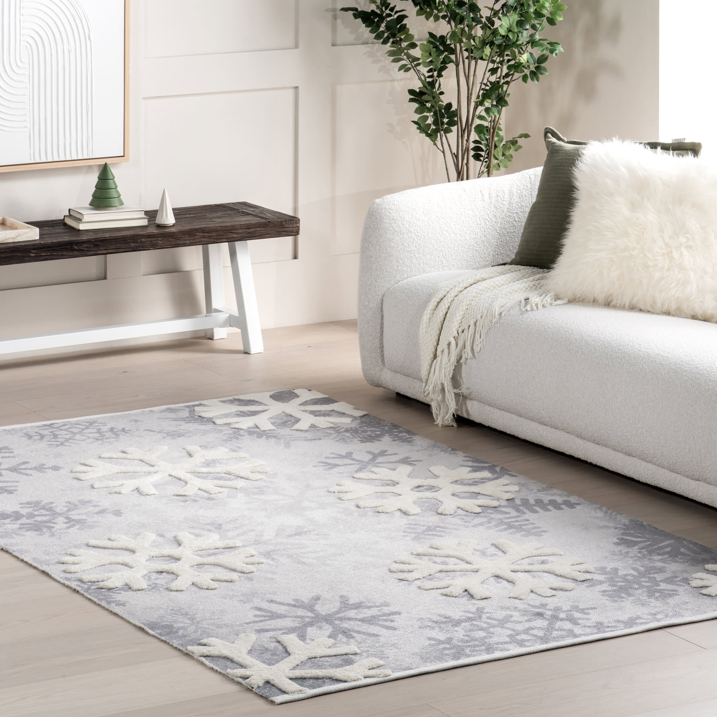 Marleigh Crystal Snowflake Rug | Grey - Image 2