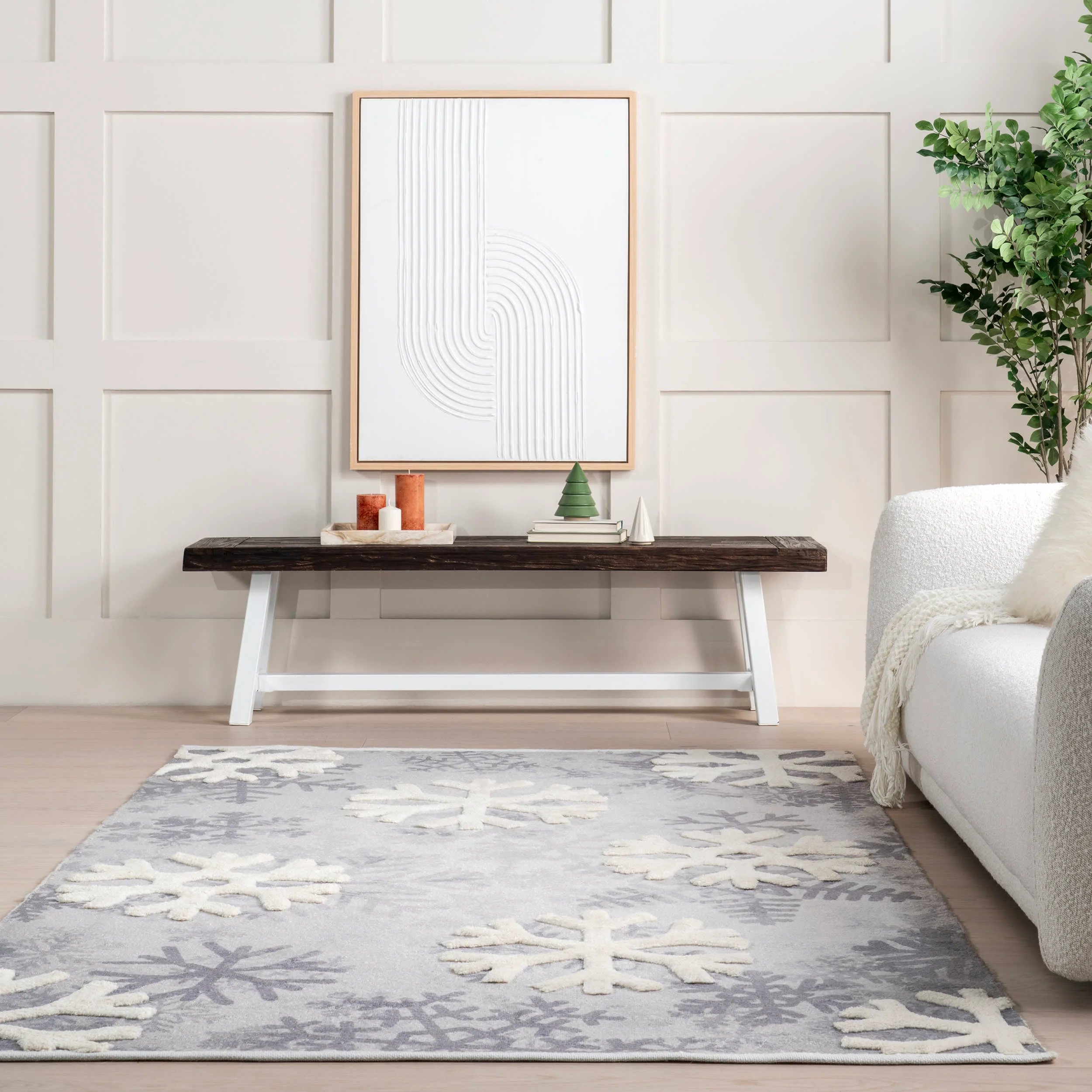 Marleigh Crystal Snowflake Rug | Grey - Image 4