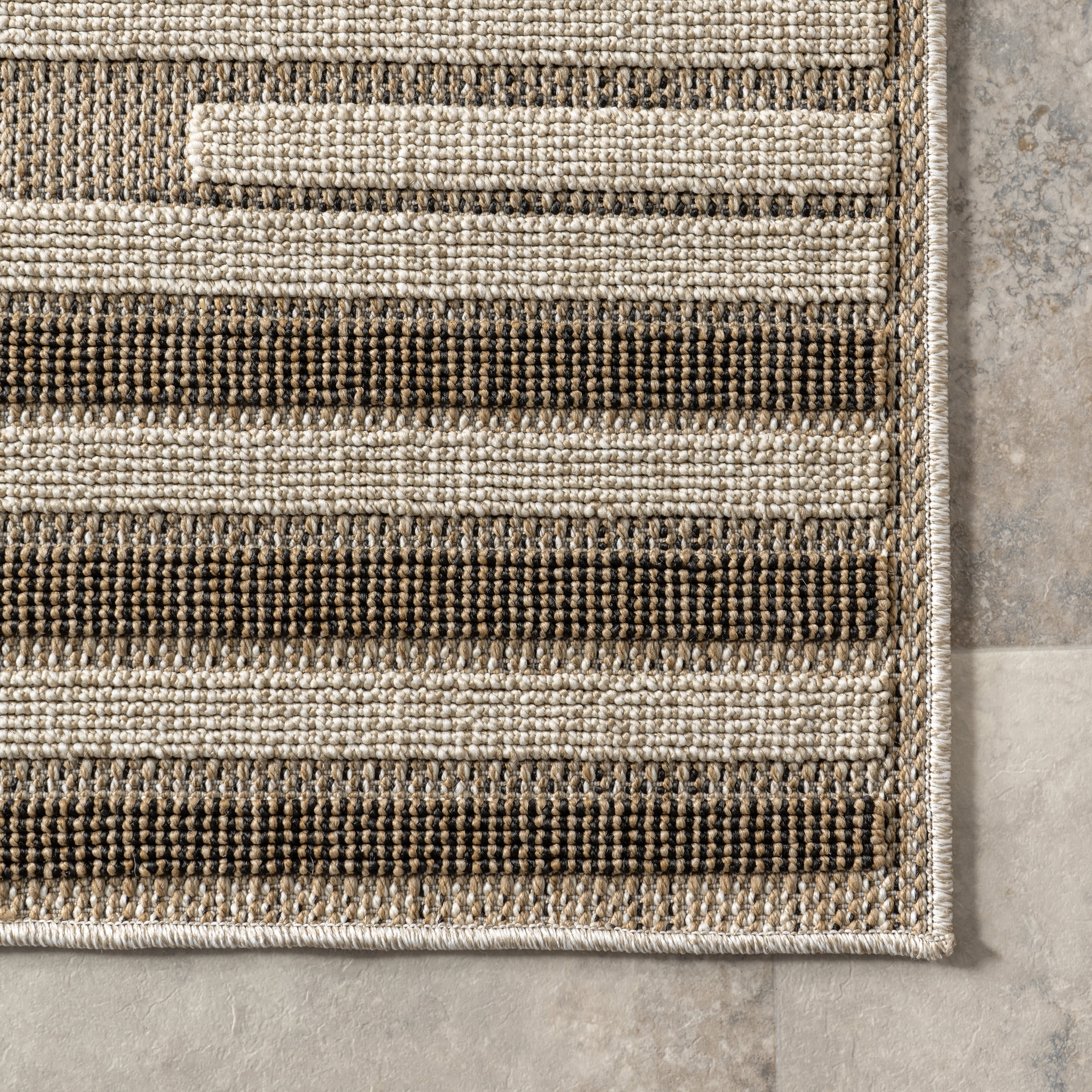 Marlena Indoor/Outdoor Banded Rug | Beige - Image 3