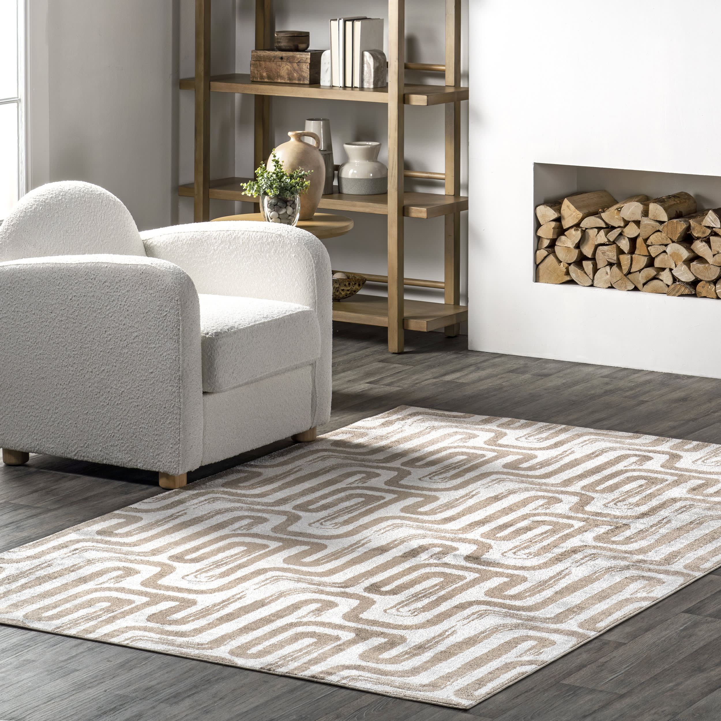 Marlia Washable Chain-Link Rug | Beige - Image 2
