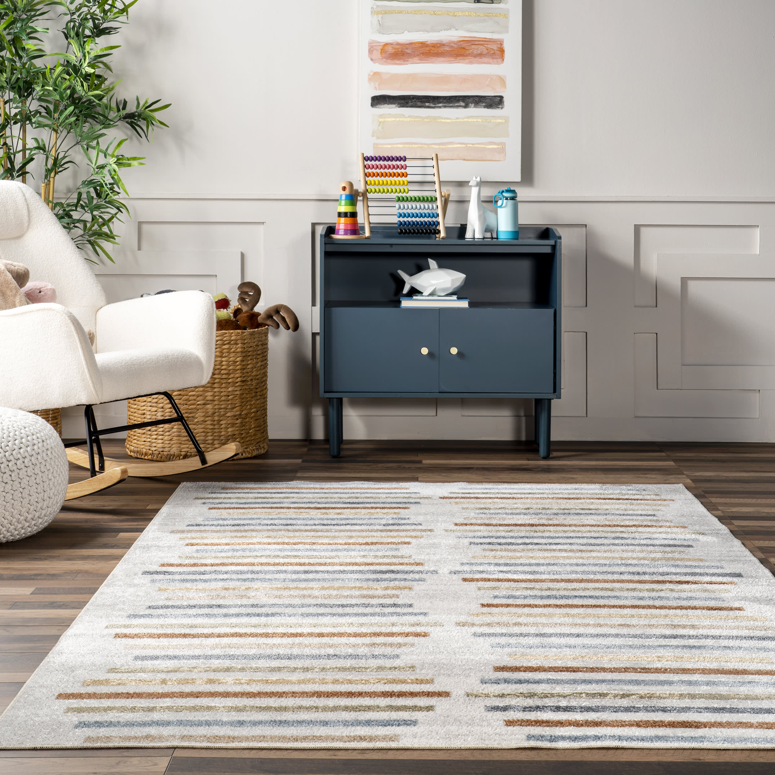 Marlowe Colorful Stripes Washable Rug | Multicolor - Image 4