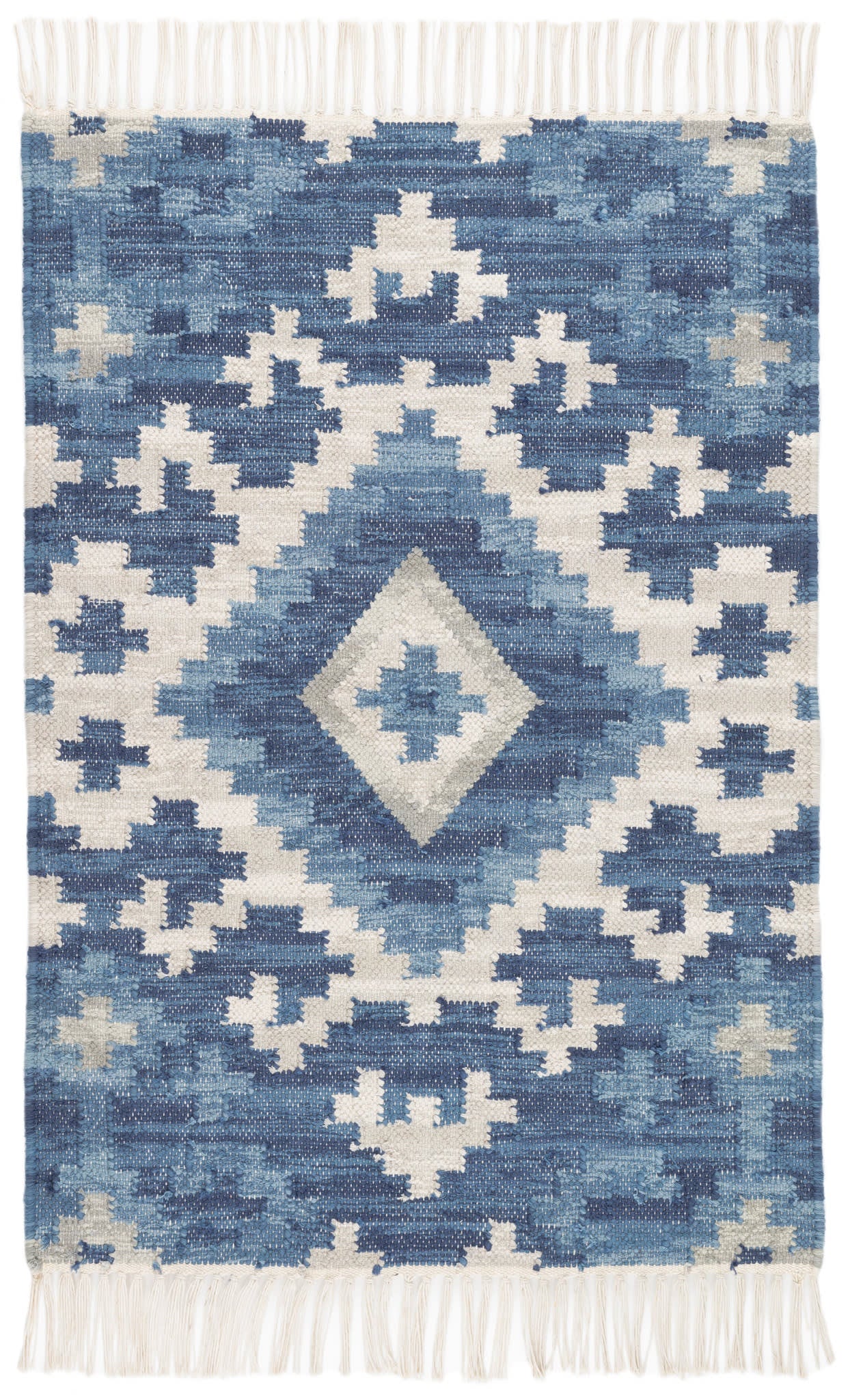 Marmara Kilim Handwoven Cotton Rug | Blue - Image 5