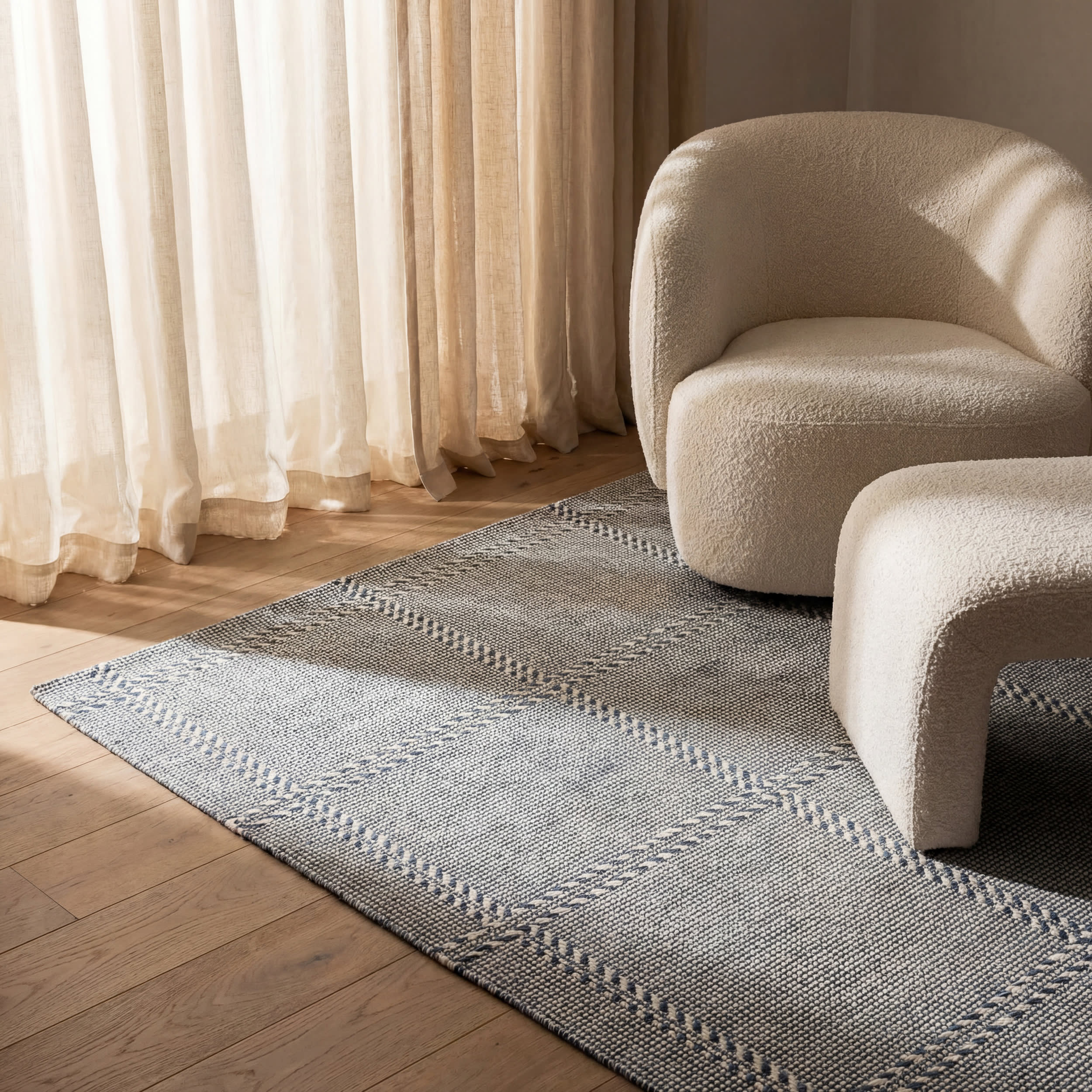 Marnie Coastal Geometric Indoor/Outdoor Rug | Blue - Image 5