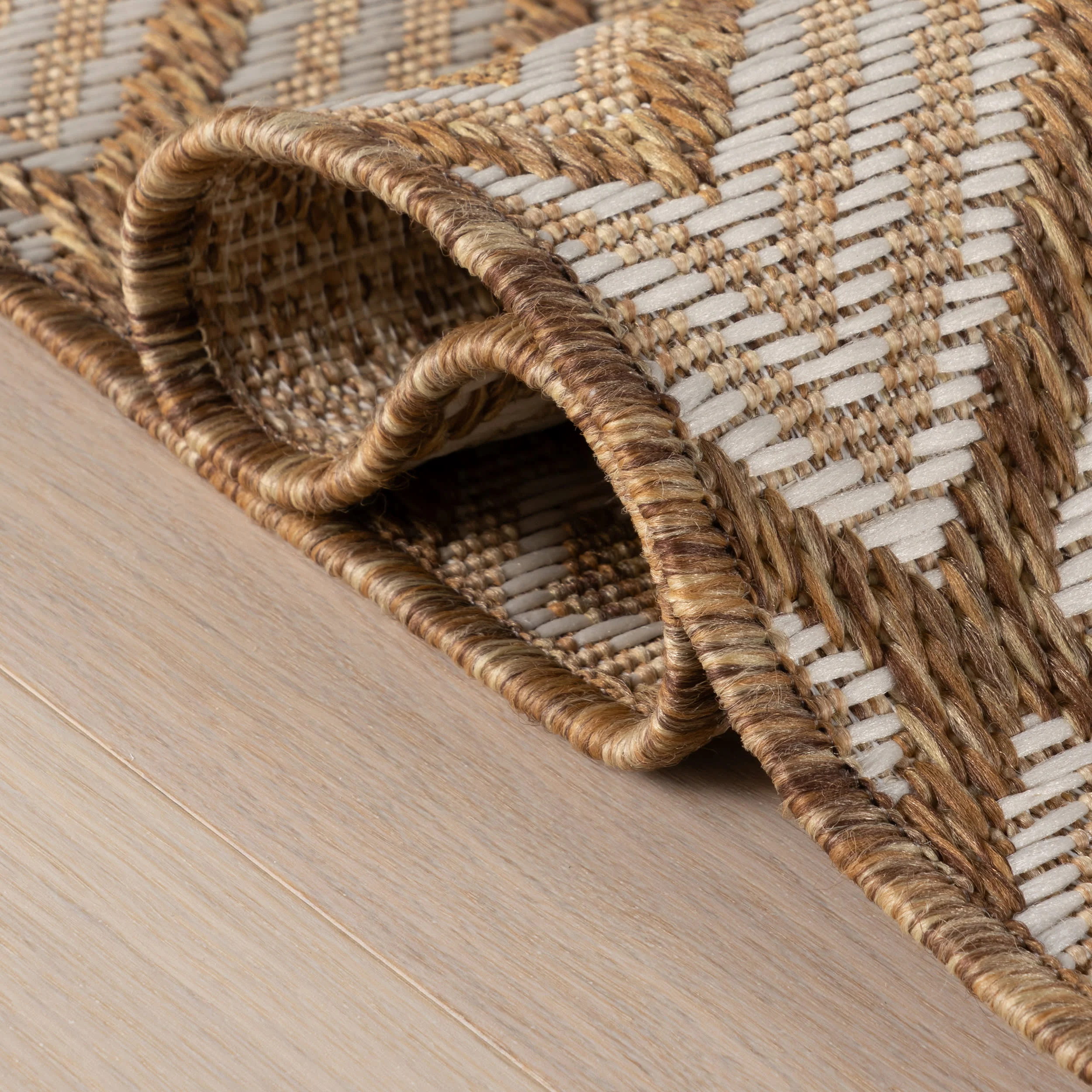 Marouise Modern Diamond Indoor/Outdoor Rug | Brown - Image 10
