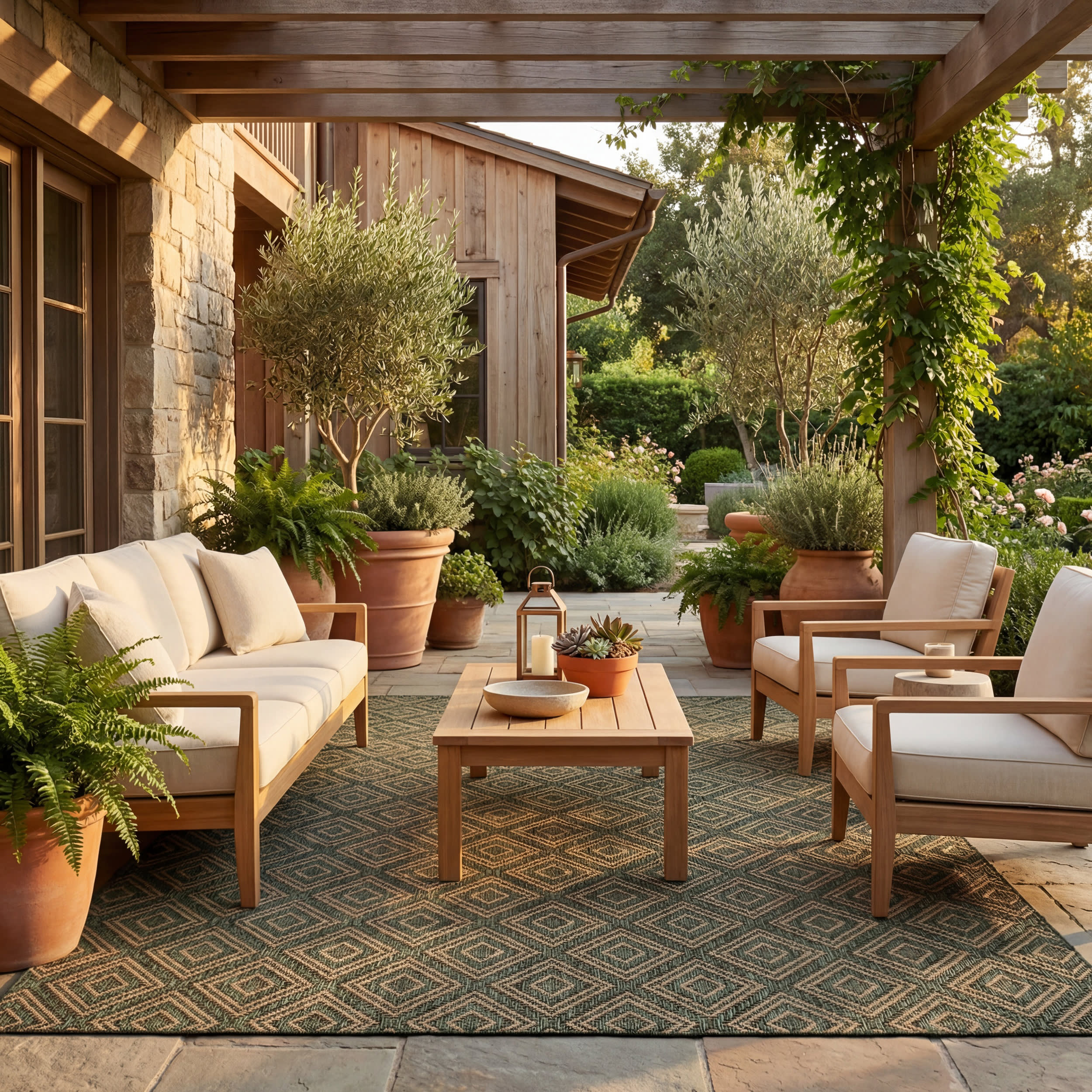 Marouise Modern Diamond Indoor/Outdoor Rug | Green - Image 2