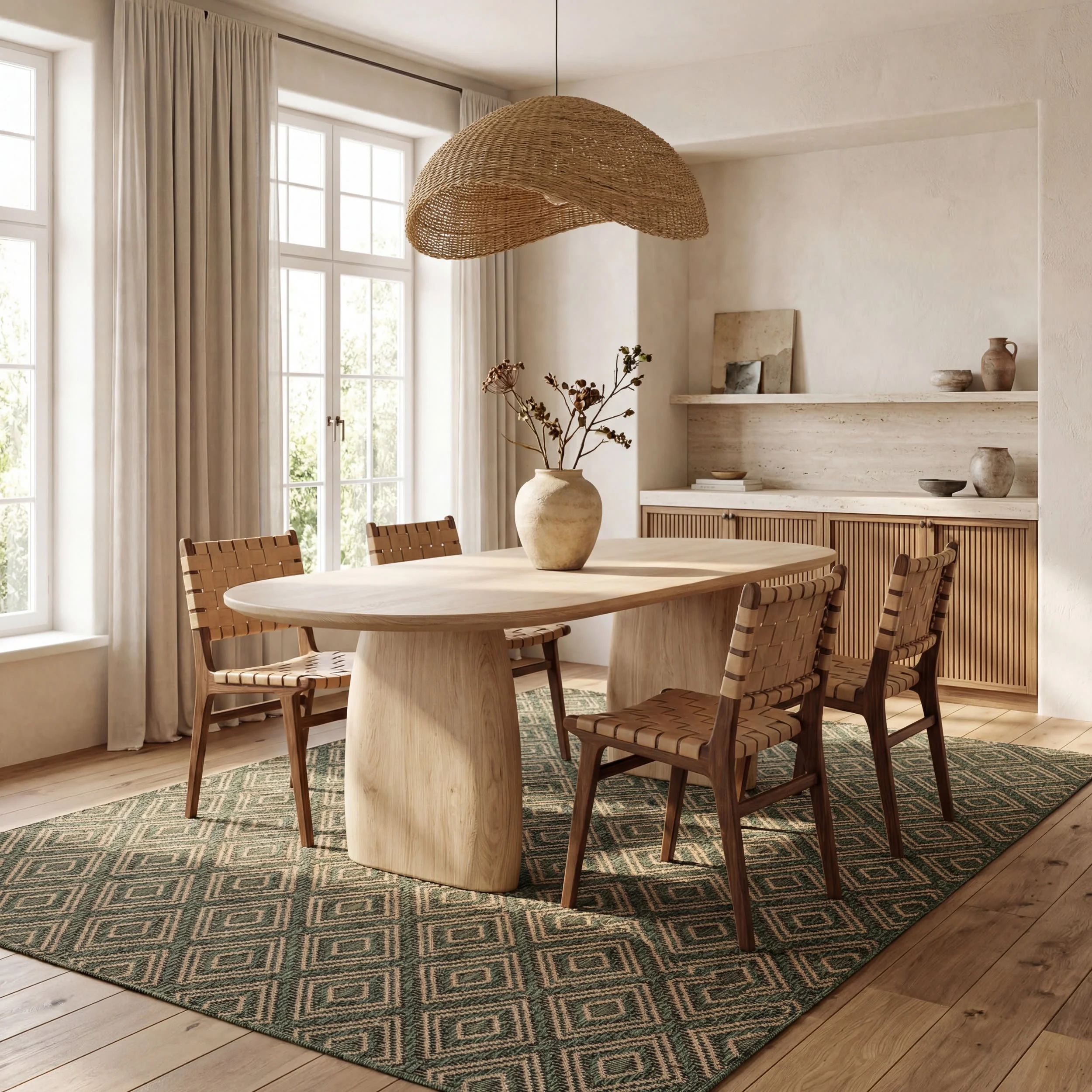 Marouise Modern Diamond Indoor/Outdoor Rug | Green - Image 6