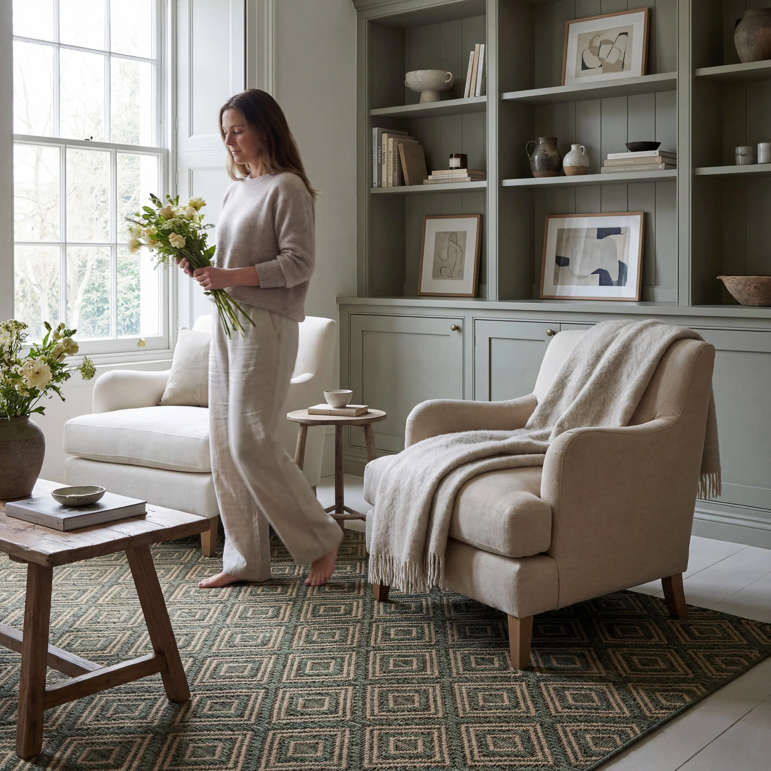 Marouise Modern Diamond Indoor/Outdoor Rug | Green - Image 8