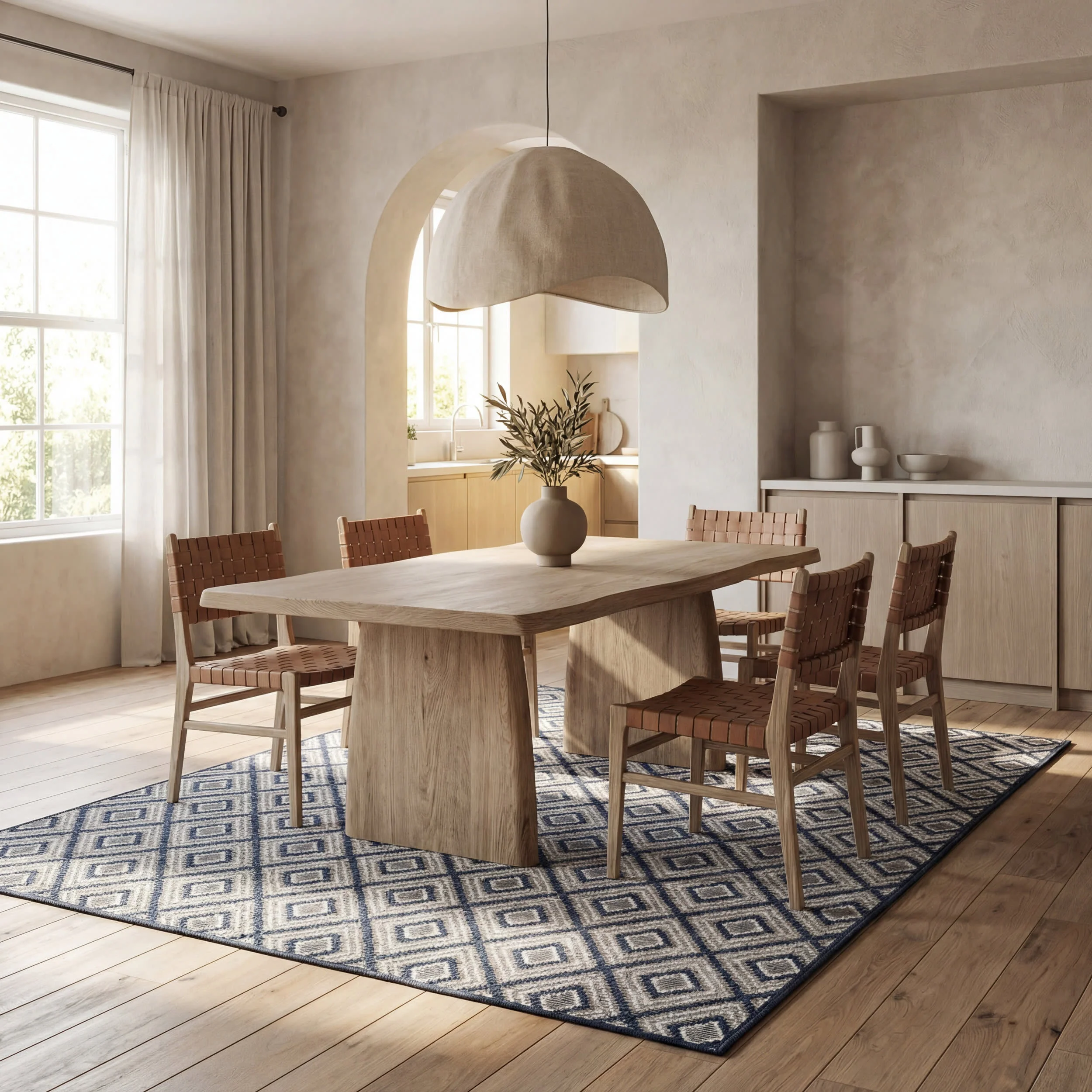 Marouise Modern Diamond Indoor/Outdoor Rug | Navy - Image 7