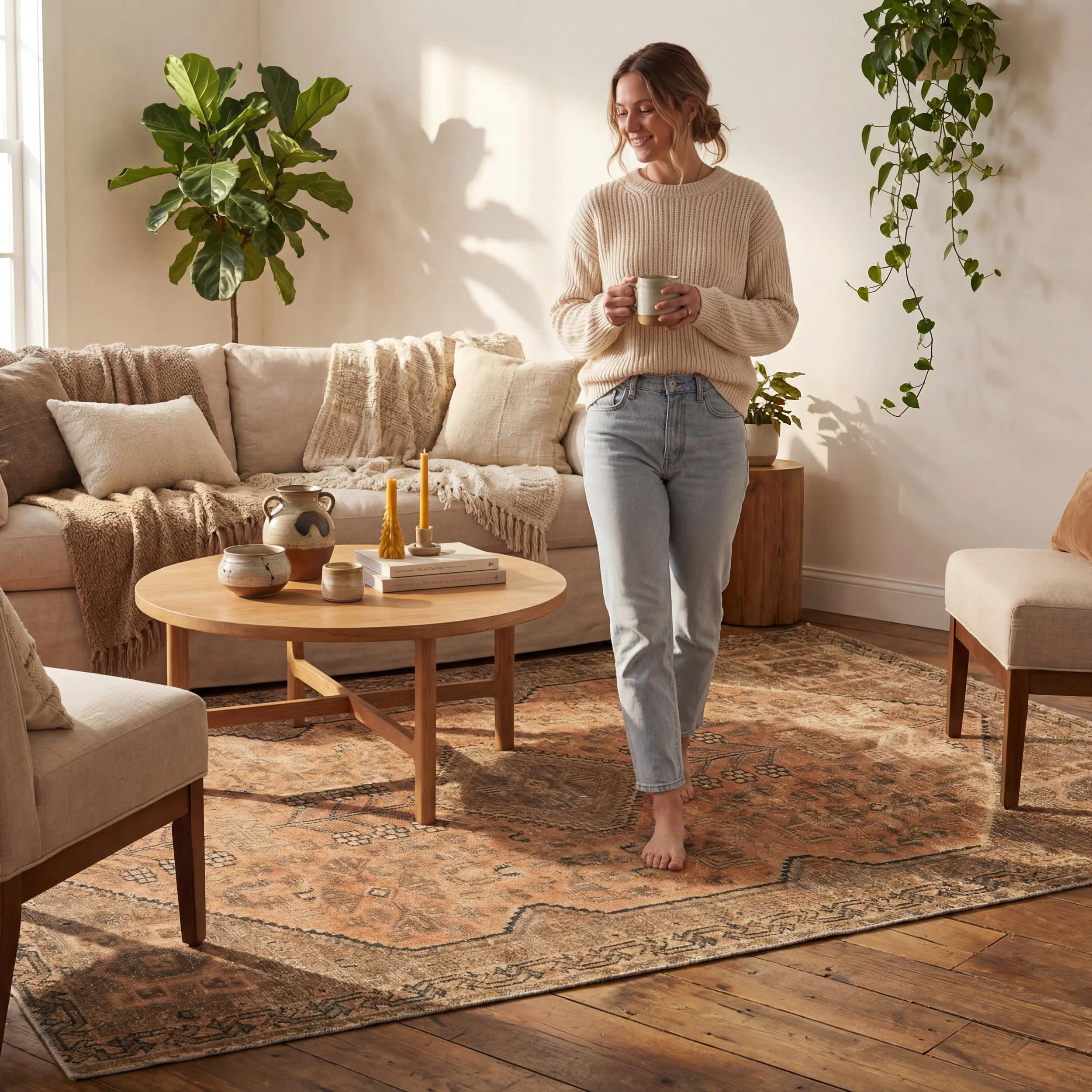 Marth Medallion Washable Rug | Brown - Image 9