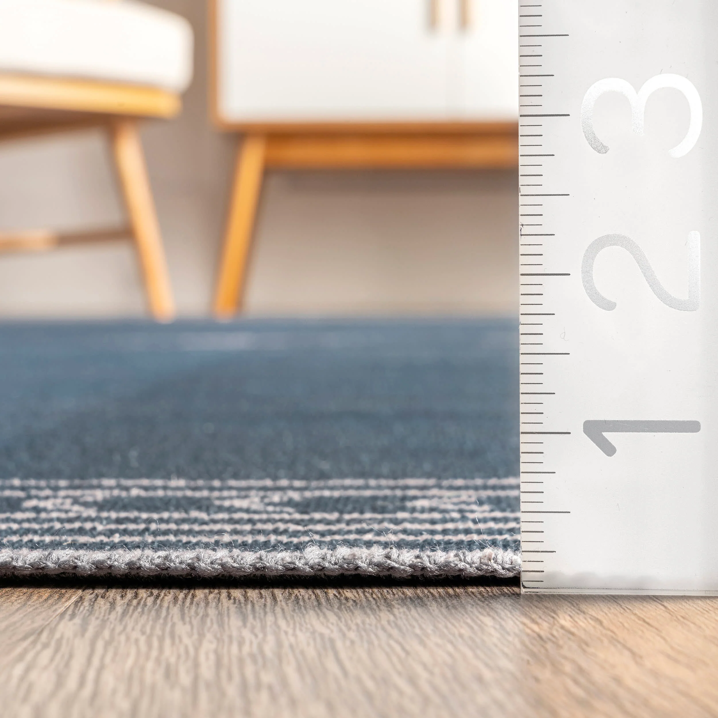 Martha Geometric Bordered Washable Rug | Navy - Image 5