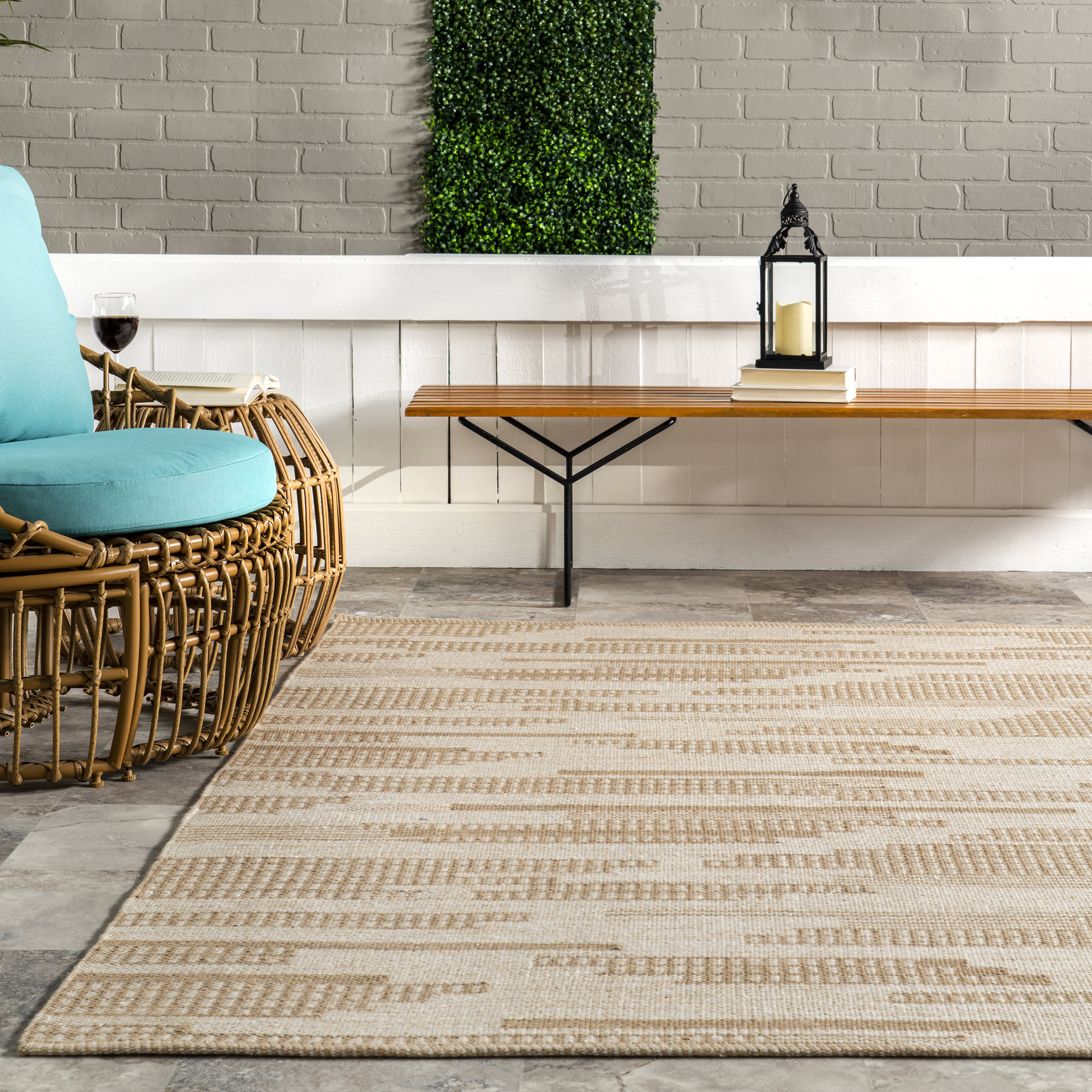 Marysol Indoor/Outdoor Stripes Rug | Beige - Image 4