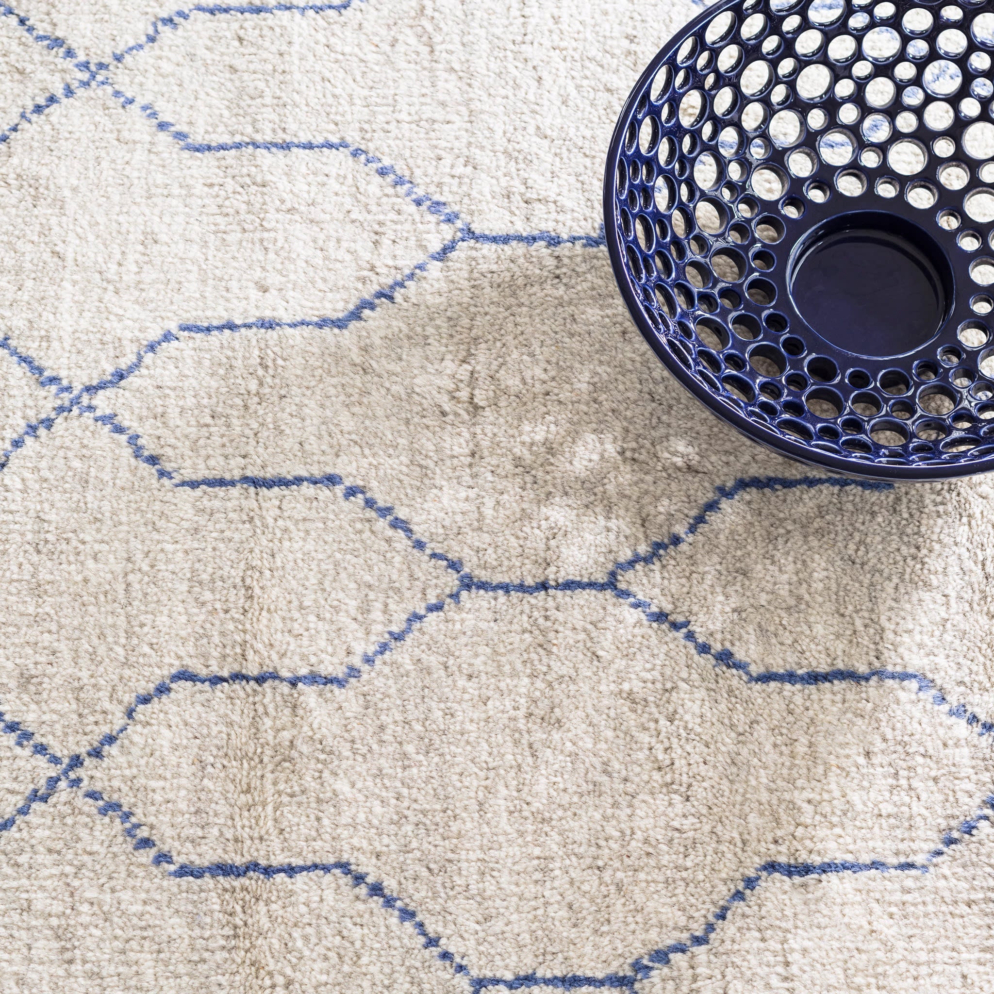 Massena Hand Knotted Wool Rug | Blue - Image 4
