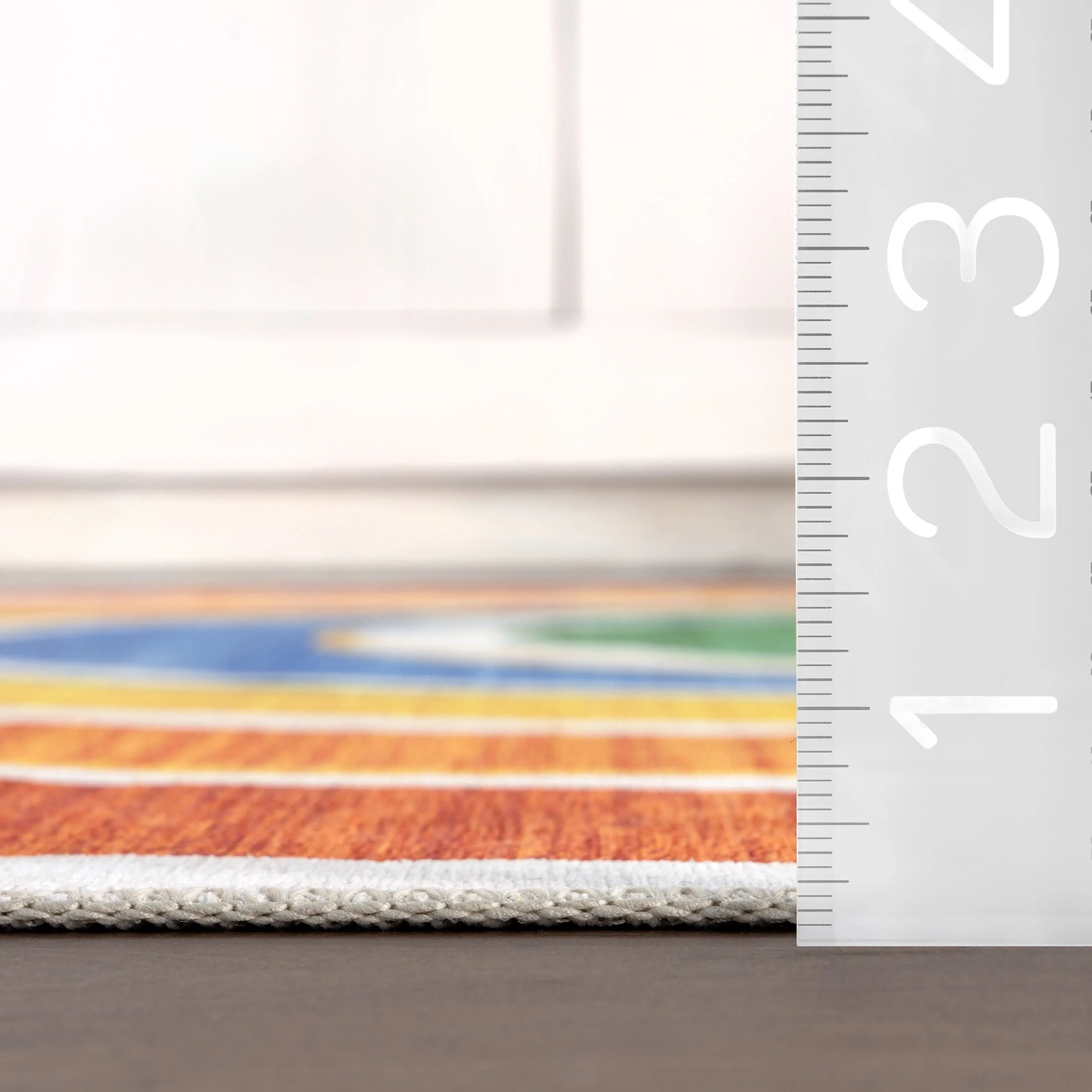 Matilda Kids Spill Proof Washable Double Rainbow Rug | White Multicolor - Image 6
