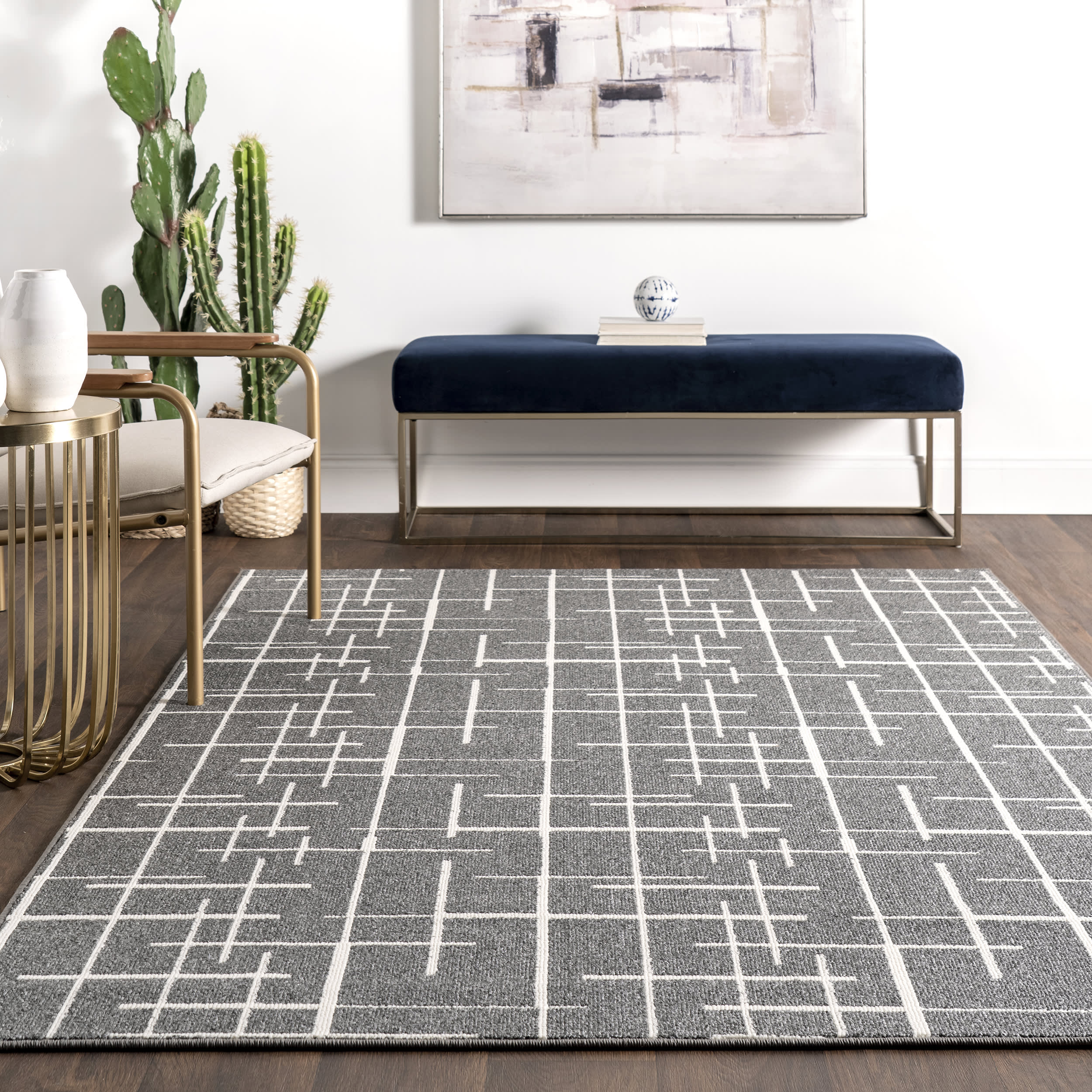 Matilda Modern Crosshatch Rug | Grey - Image 4