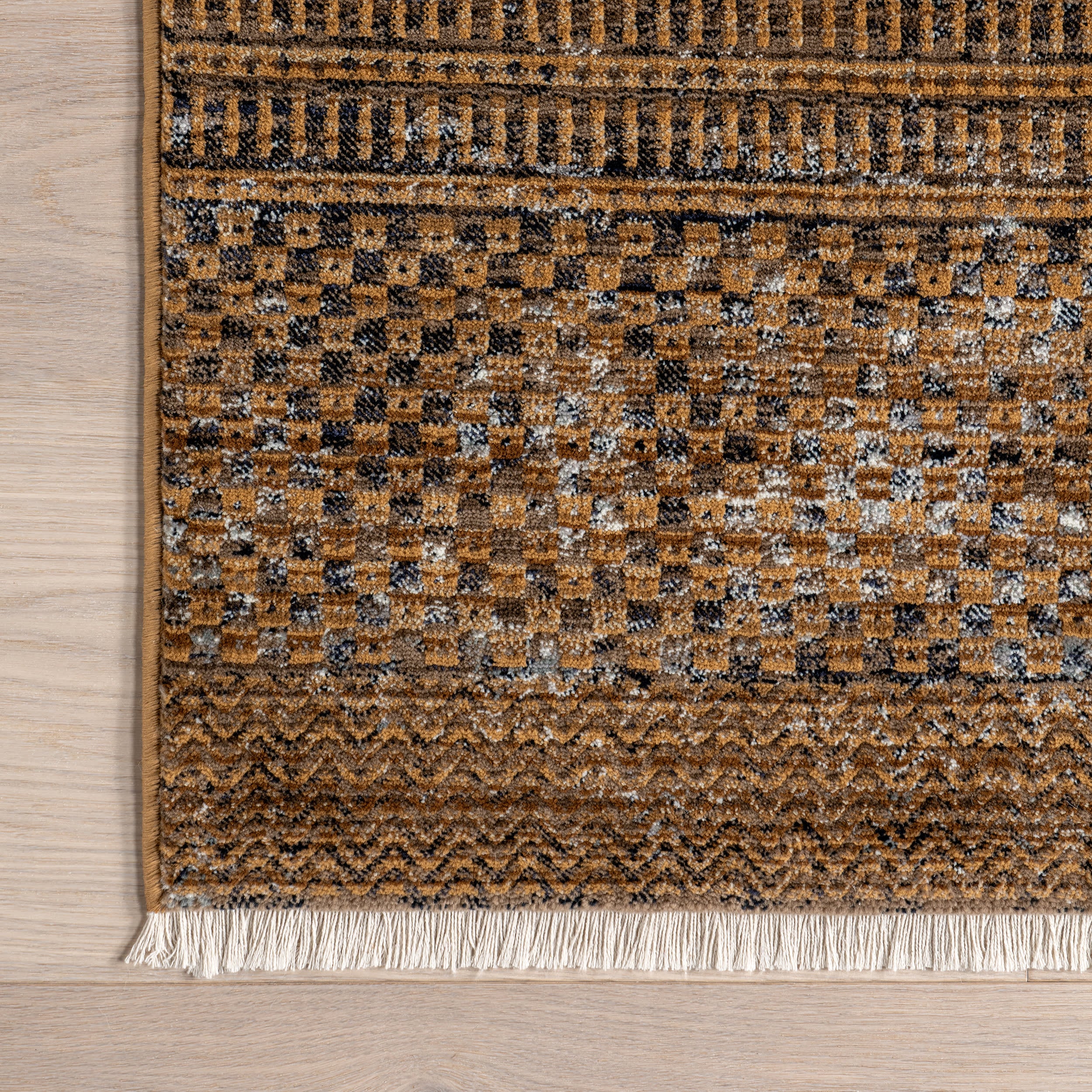 Maude Geometric Traditional Fringed Rug | Burnt Orange - Image 3