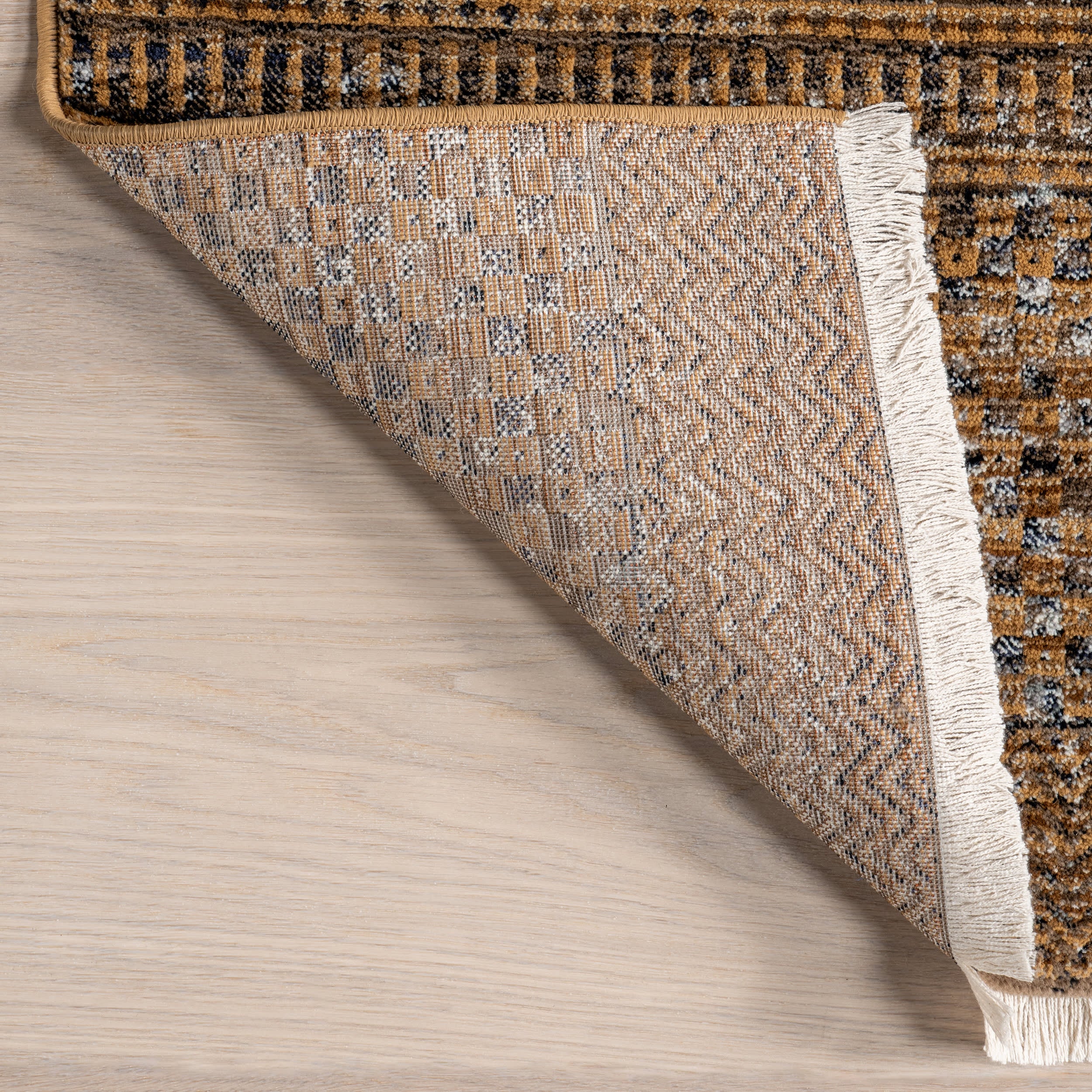 Maude Geometric Traditional Fringed Rug | Burnt Orange - Image 6