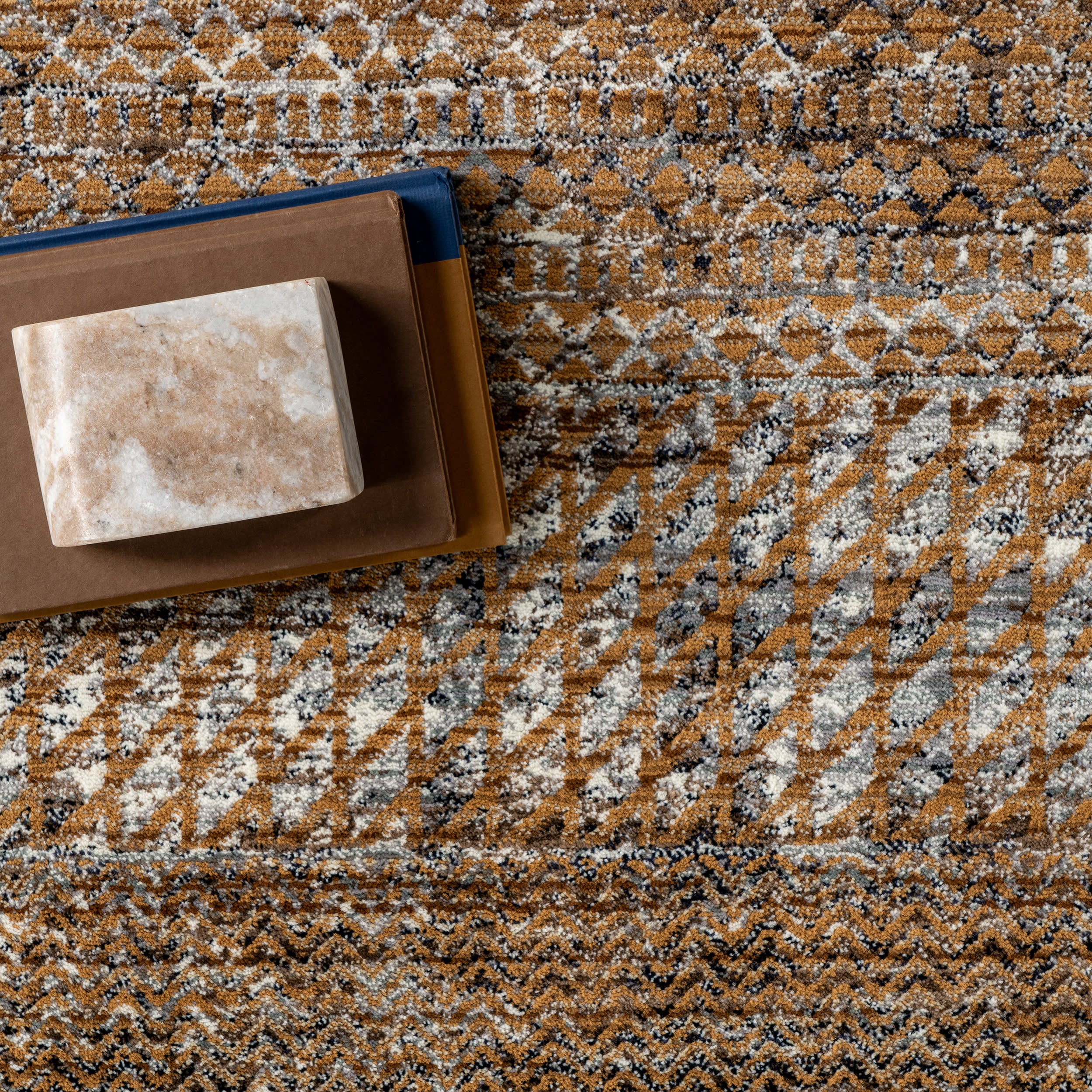 Maude Geometric Traditional Fringed Rug | Burnt Orange - Image 7