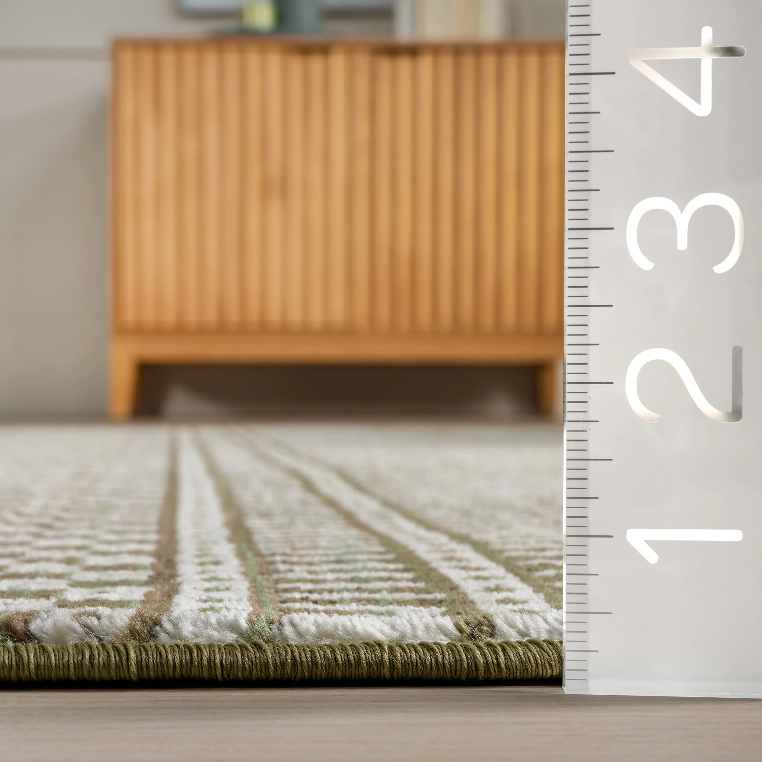 Maude Geometric Traditional Fringed Rug | Dark Sage - Image 5