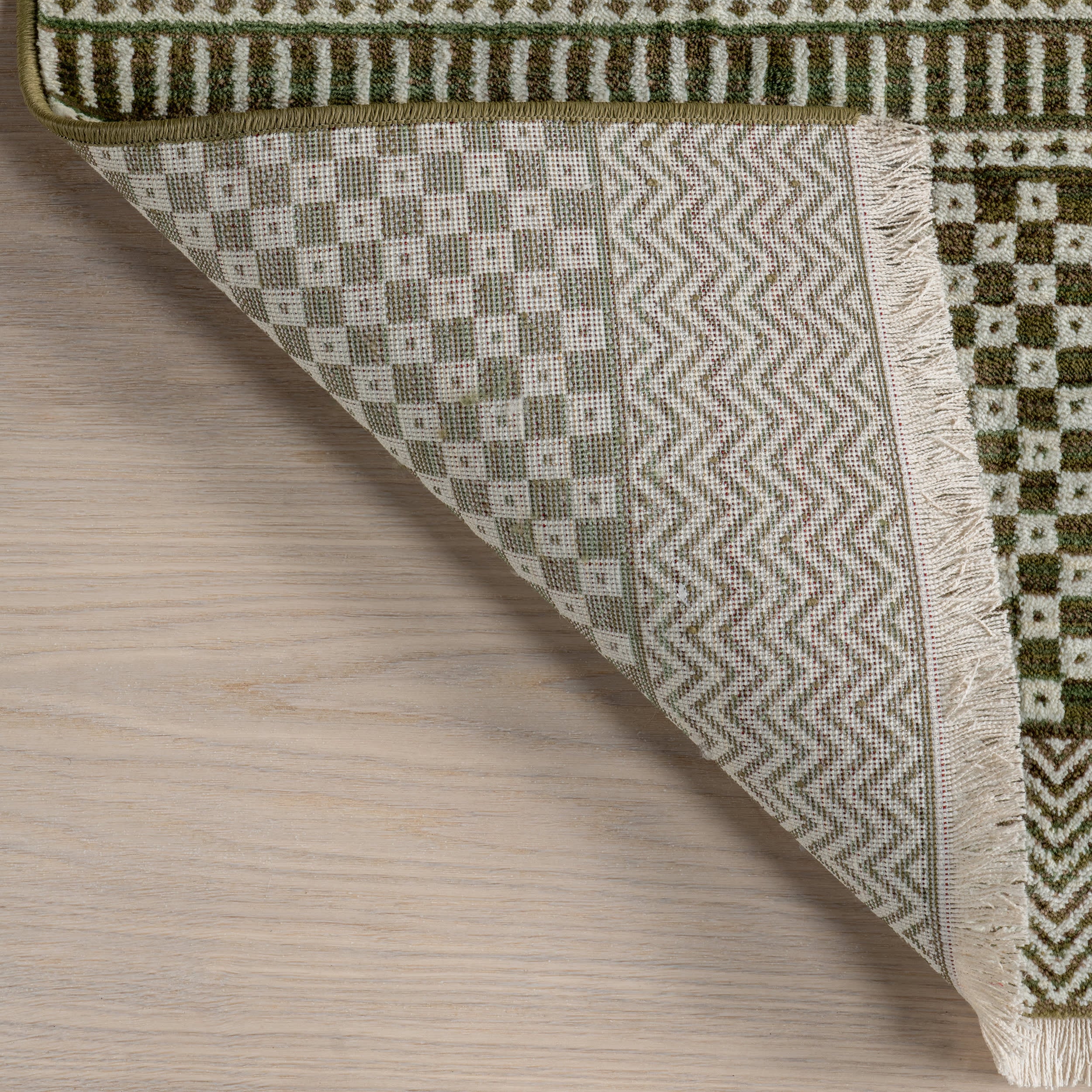 Maude Geometric Traditional Fringed Rug | Dark Sage - Image 6