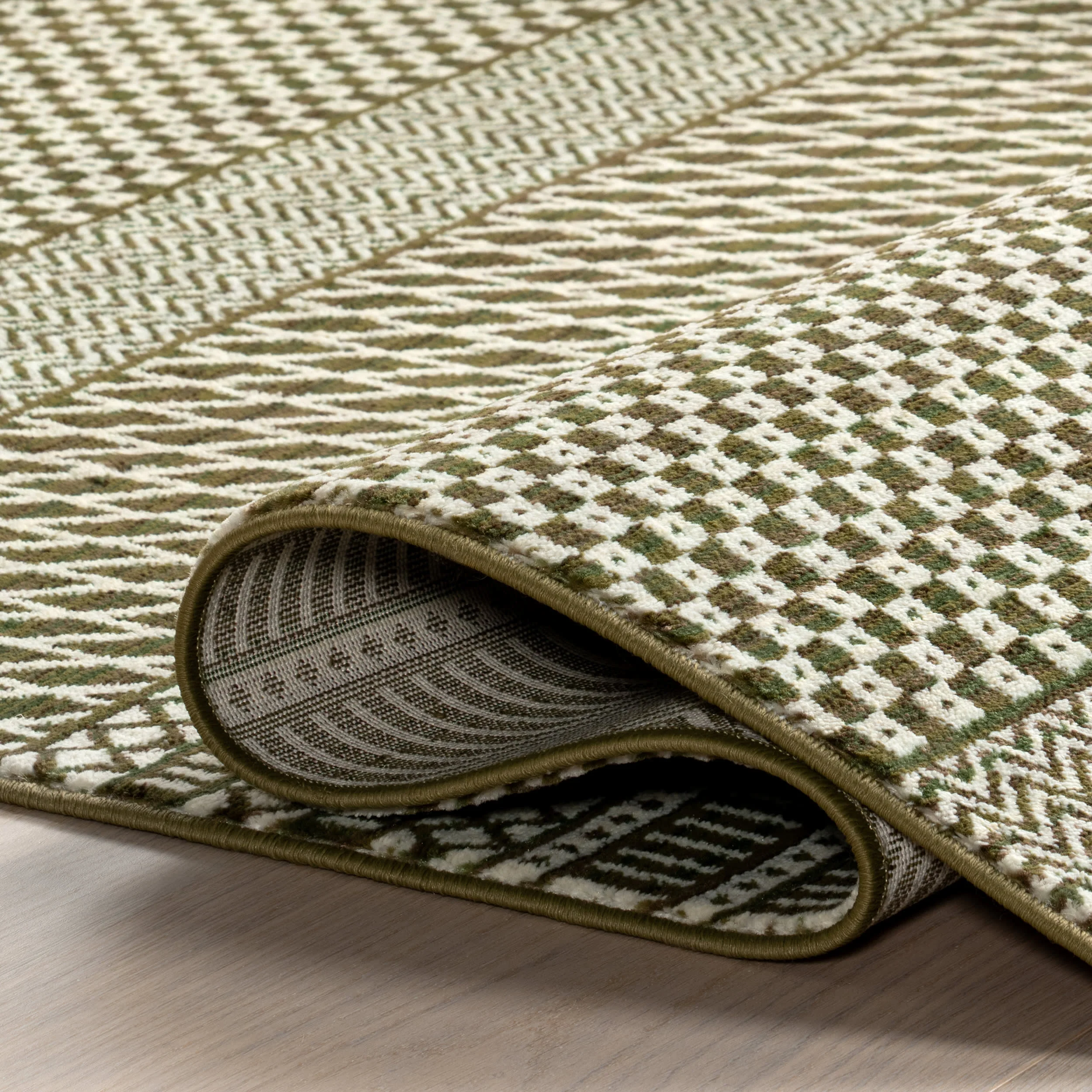 Maude Geometric Traditional Fringed Rug | Dark Sage - Image 8