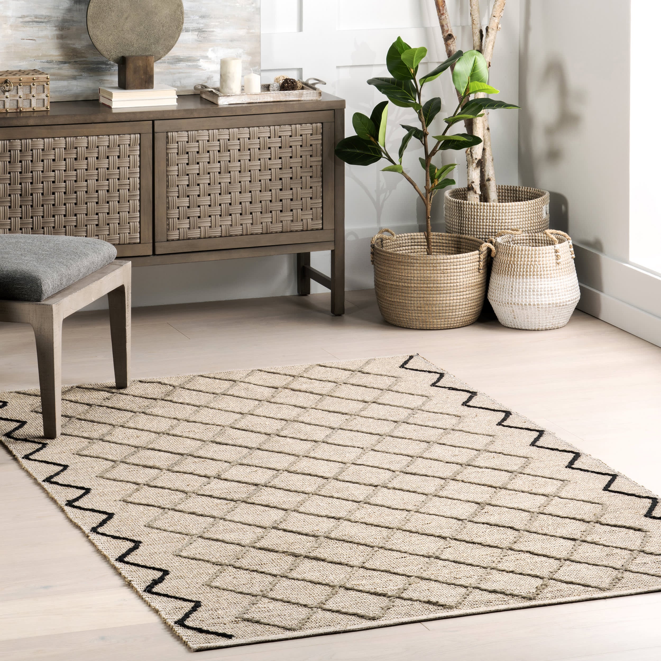 Maudie Trellis Jute-Blend Rug | Ivory - Image 2