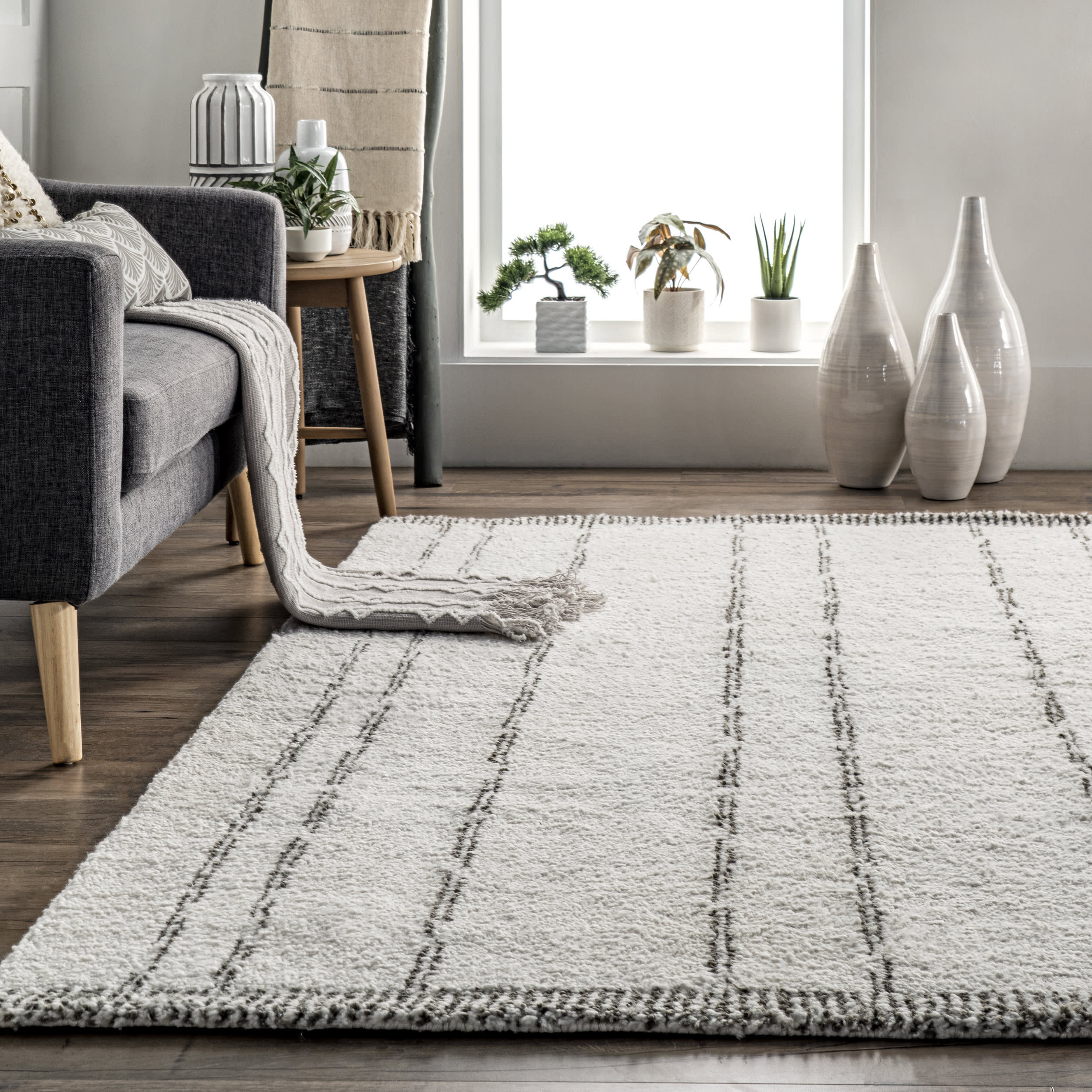 Maureen Casual Striped Rug | Ivory - Image 4