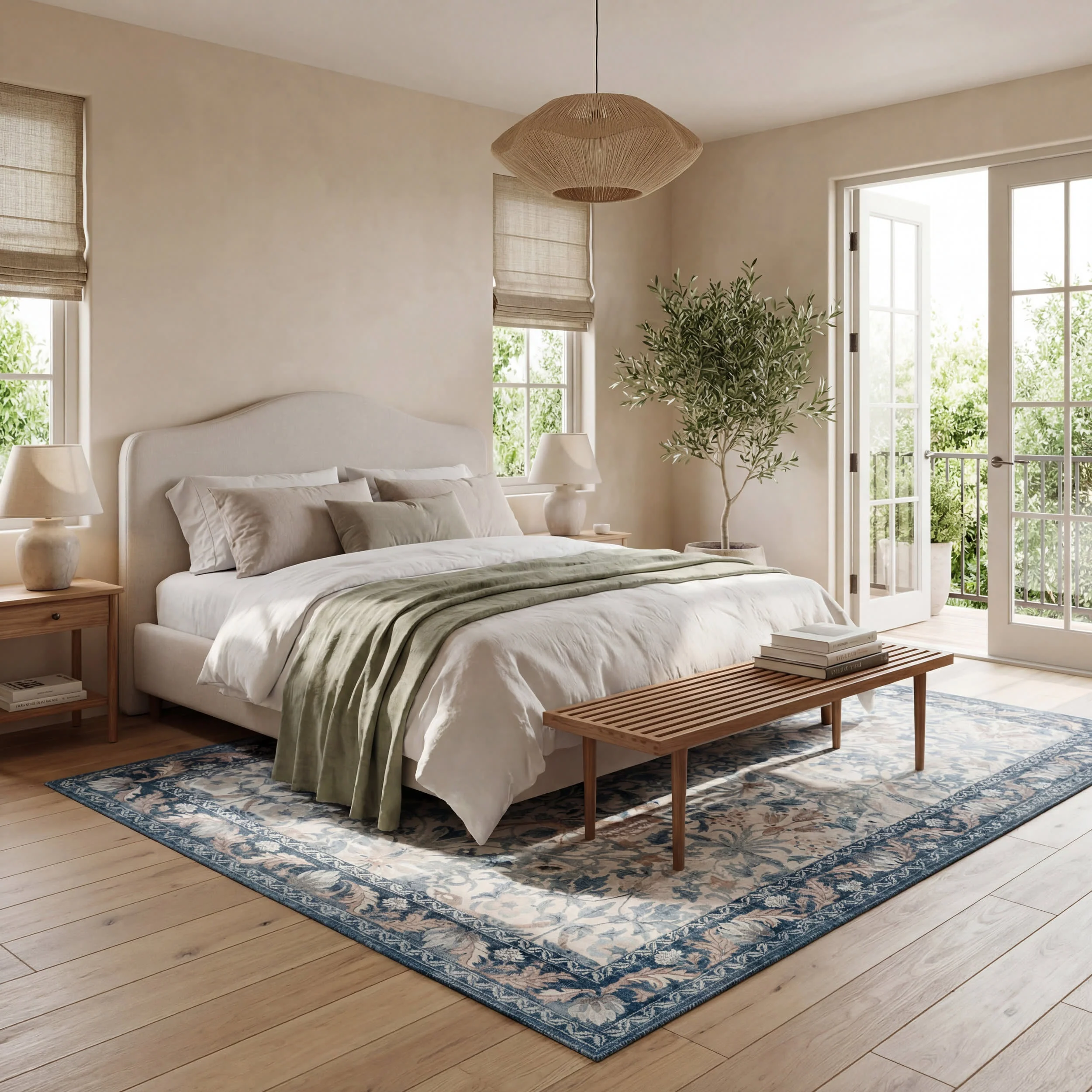Mauri Bordered Floral and Paisley Washable Rug | Blue - Image 10