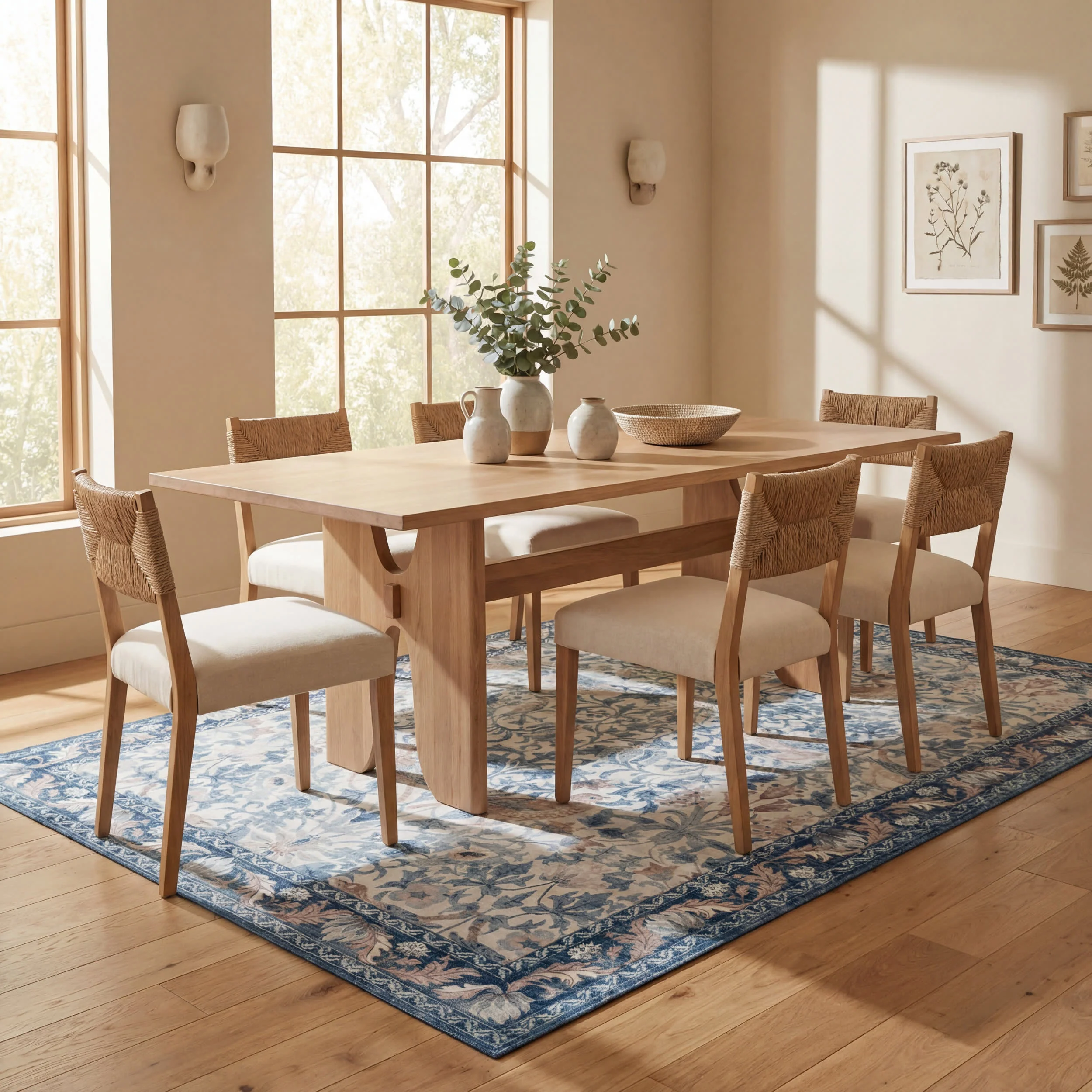 Mauri Bordered Floral and Paisley Washable Rug | Blue - Image 7