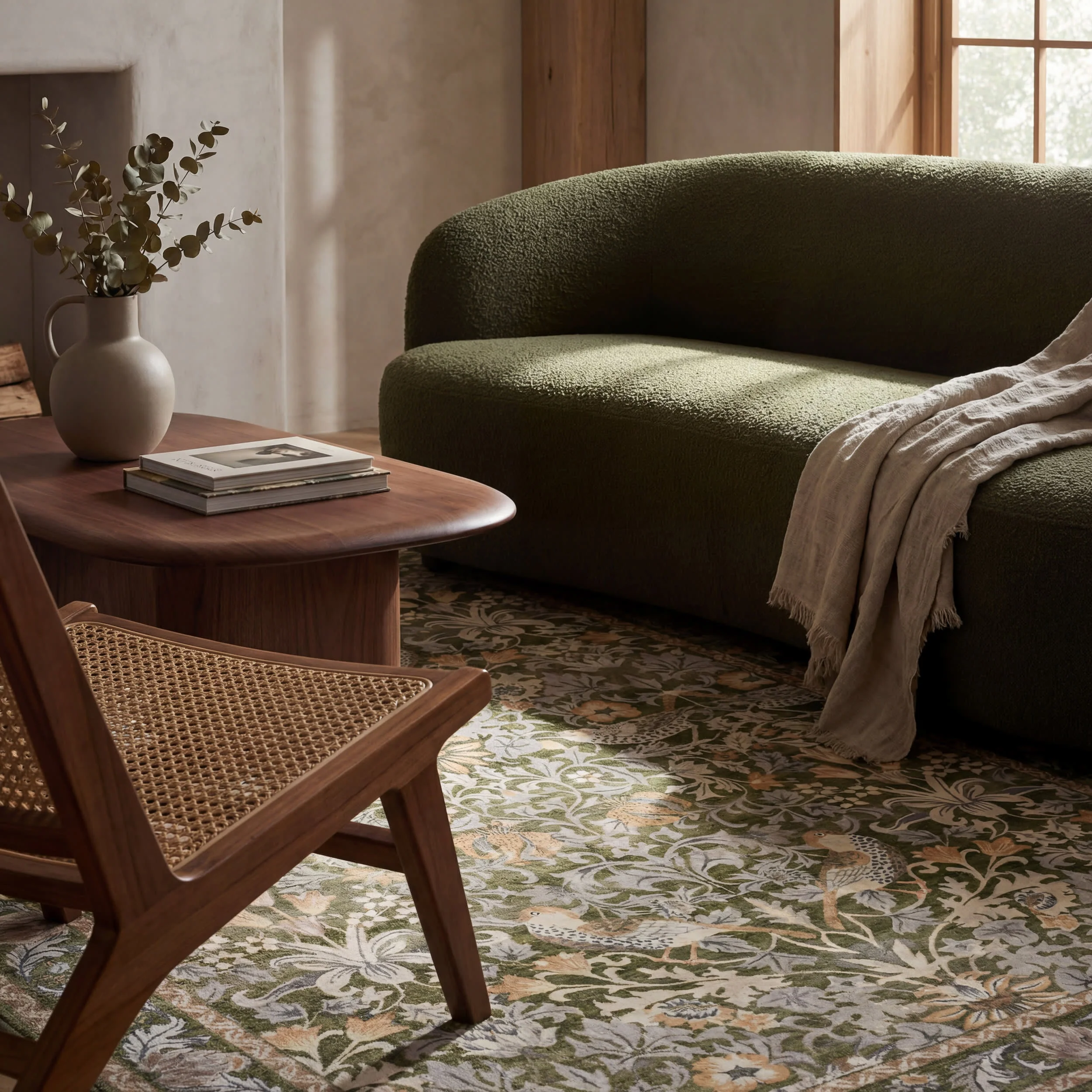 Mauri Bordered Floral and Paisley Washable Rug | Green - Image 5