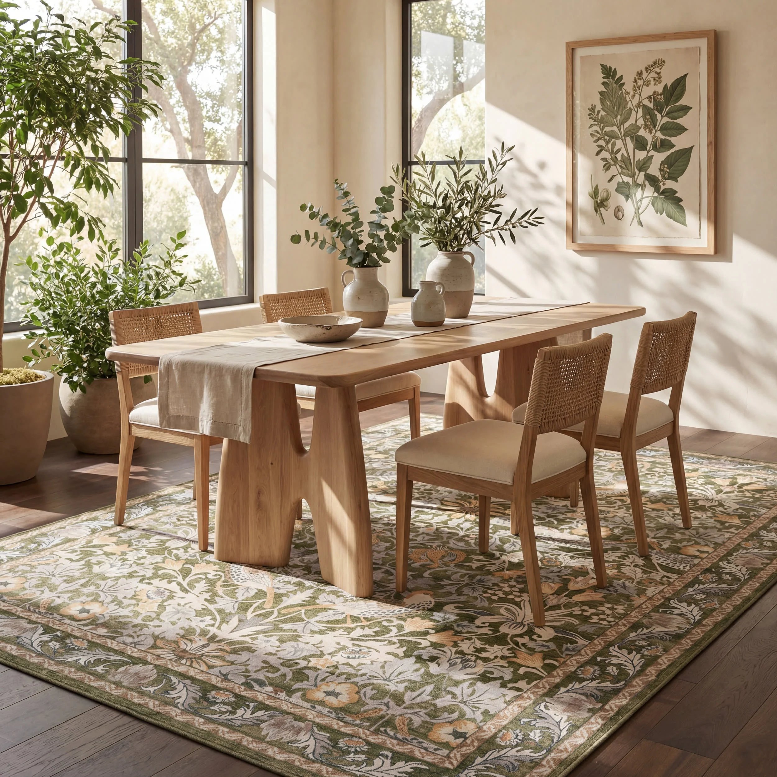 Mauri Bordered Floral and Paisley Washable Rug | Green - Image 7
