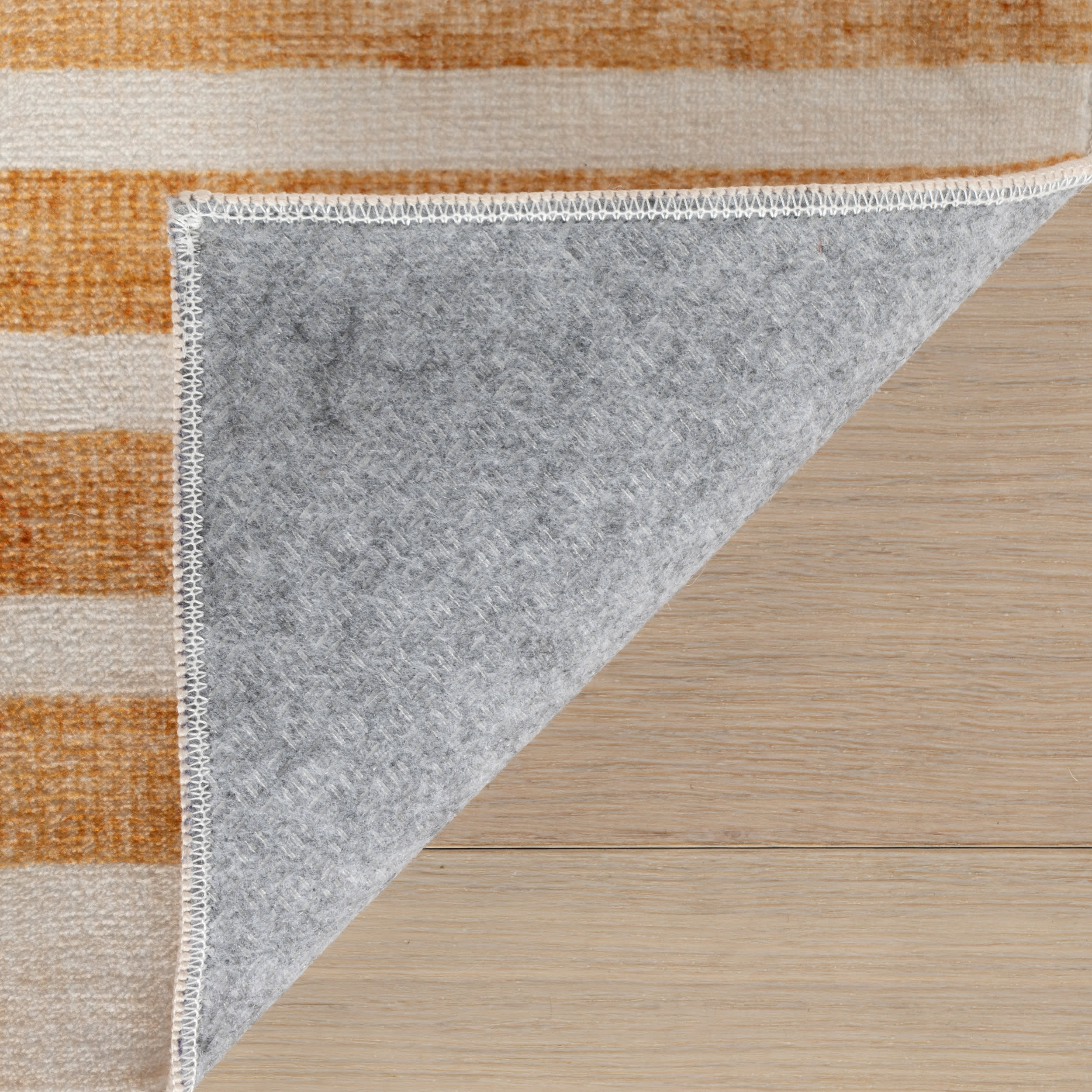 Mauzi Modern Striped Washable Rug | Golden - Image 8