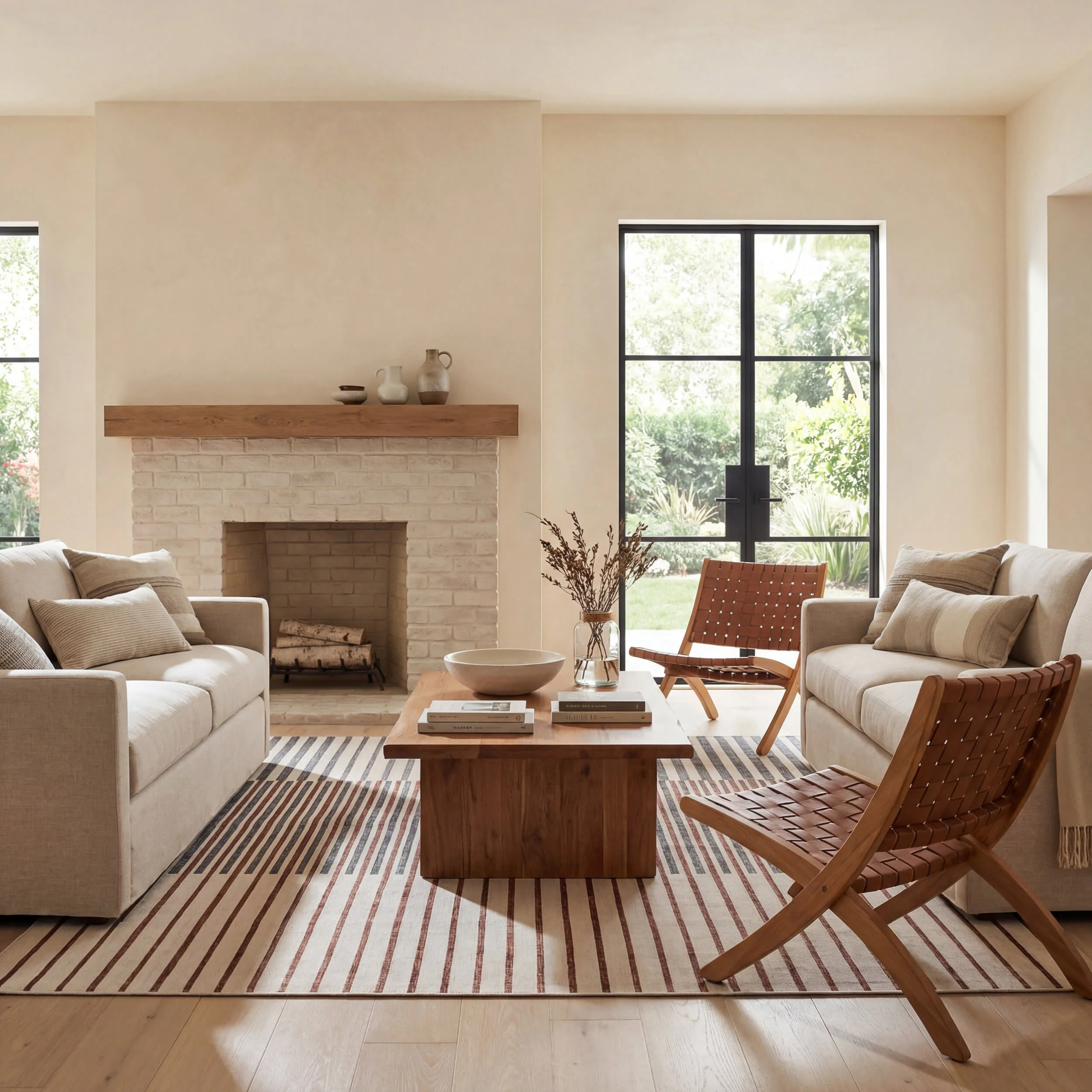 Mauzi Modern Striped Washable Rug | Rust - Image 2