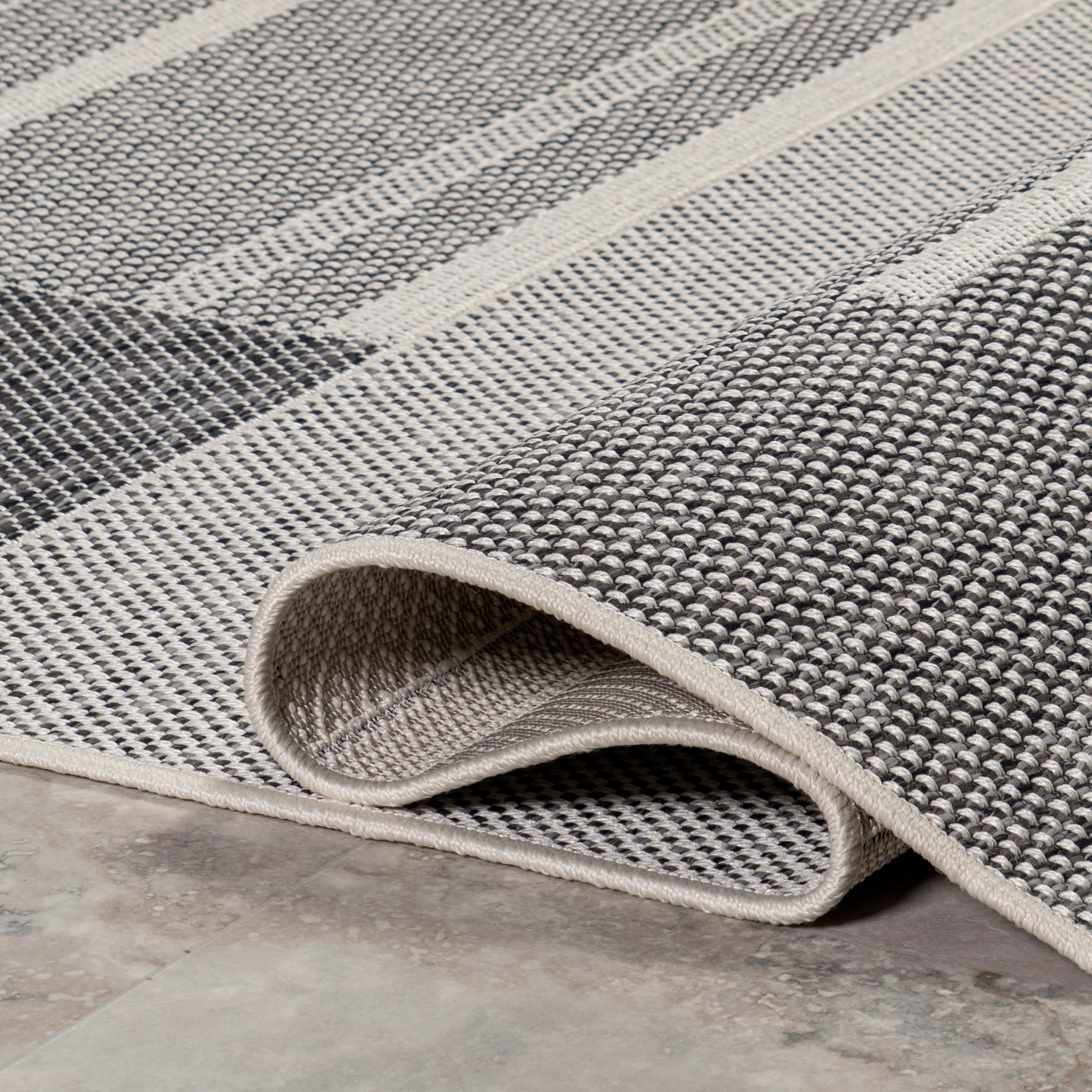 Mavis Mid-Century Modern Indoor/Outdoor Rug | Grey - Image 8