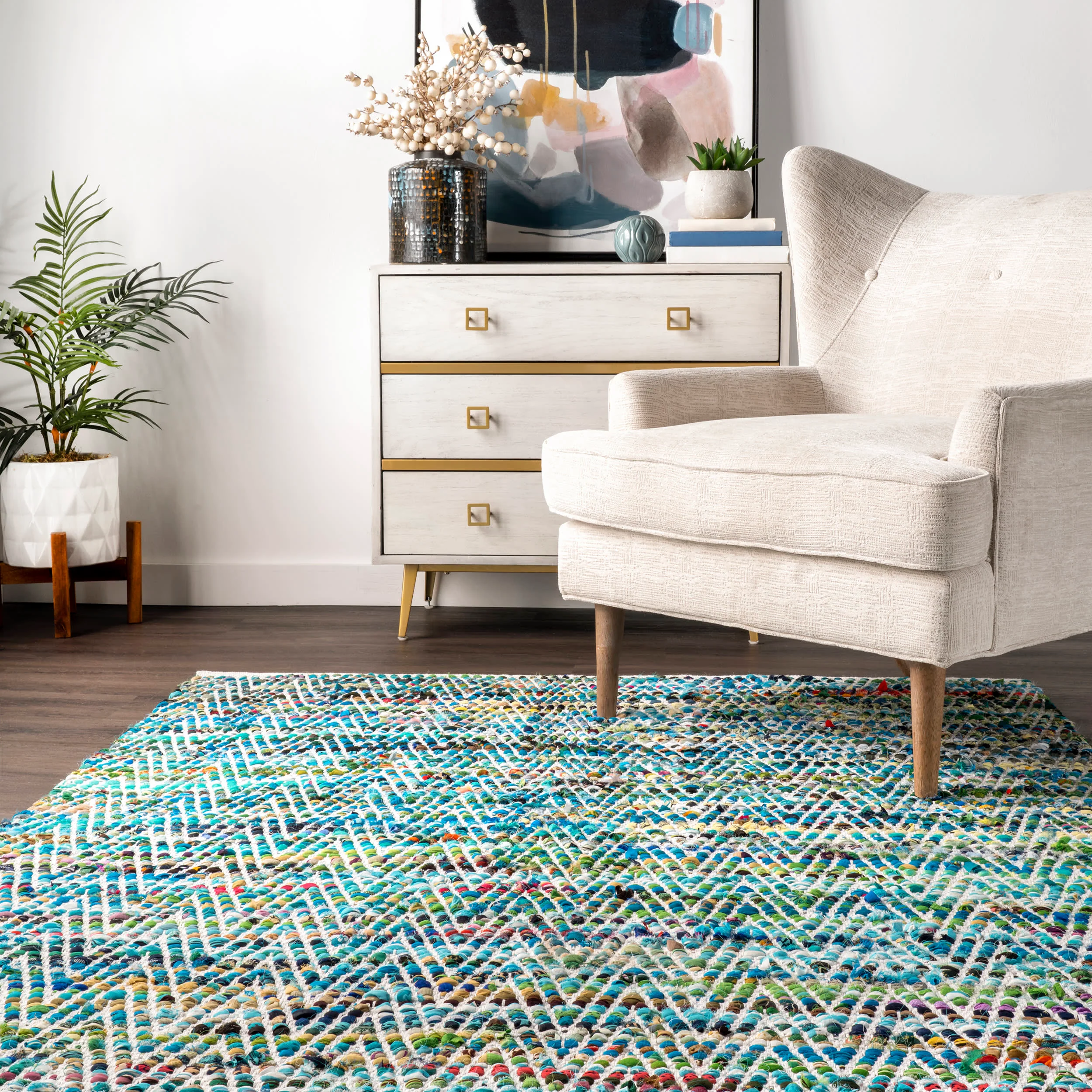 Maxine Chromatic Chevron Rug | Green - Image 4