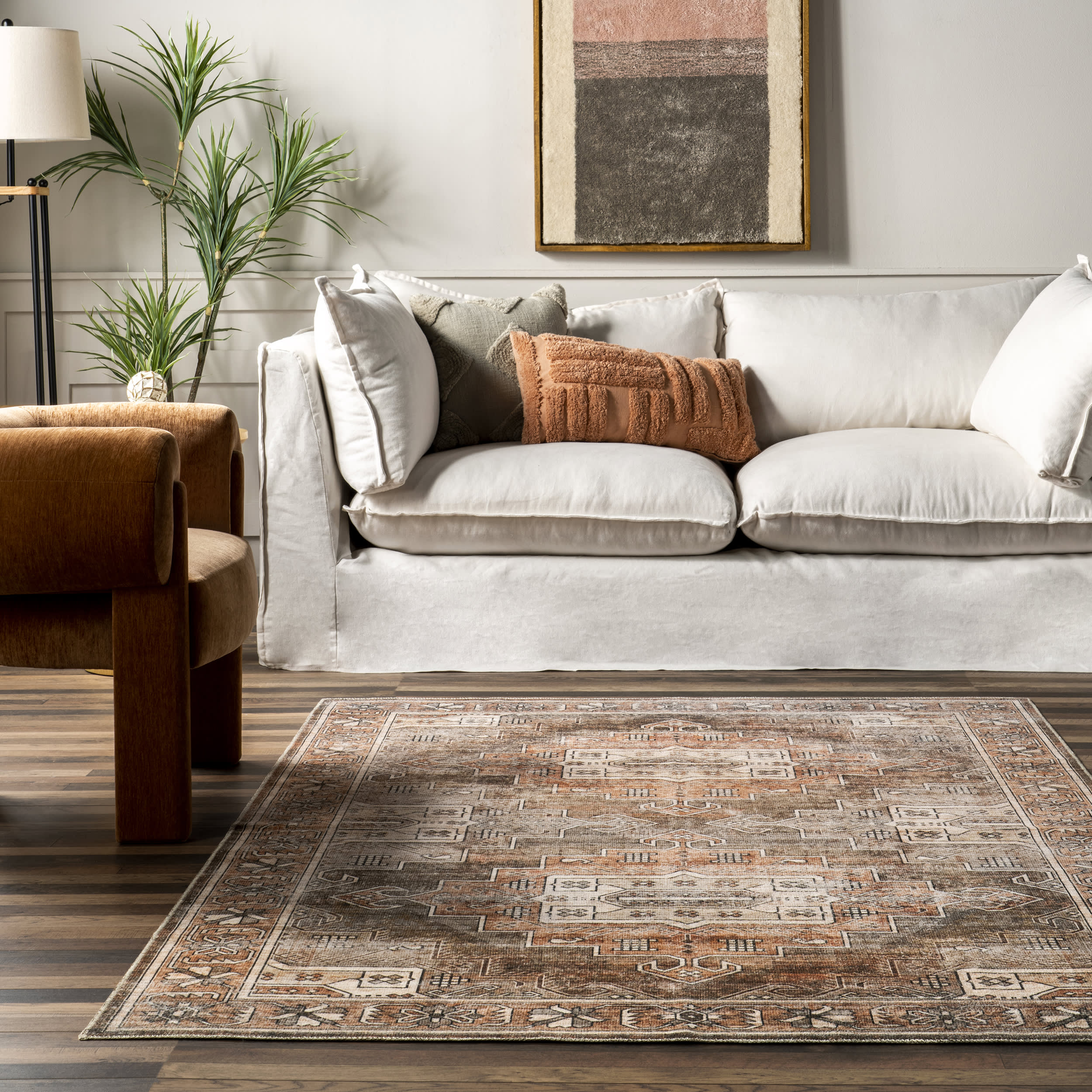 Maye Persian Washable Rug | Brown - Image 4