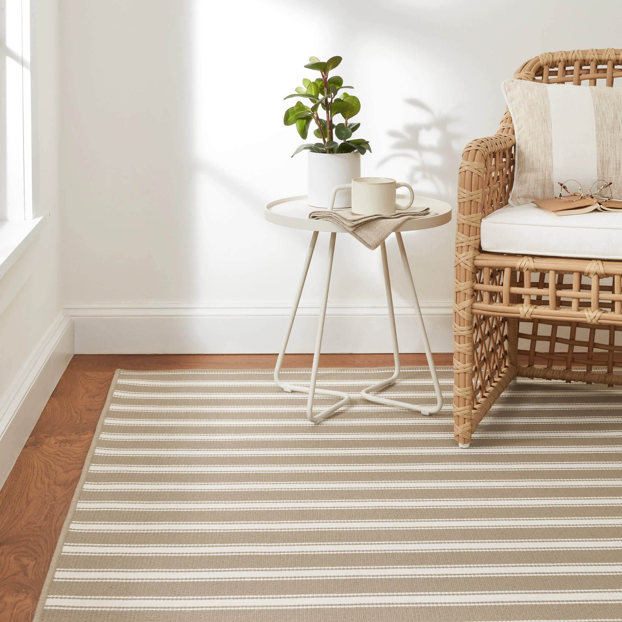 Maysville Stripe Woven Indoor/Outdoor Custom Rug | Khaki - Image 2