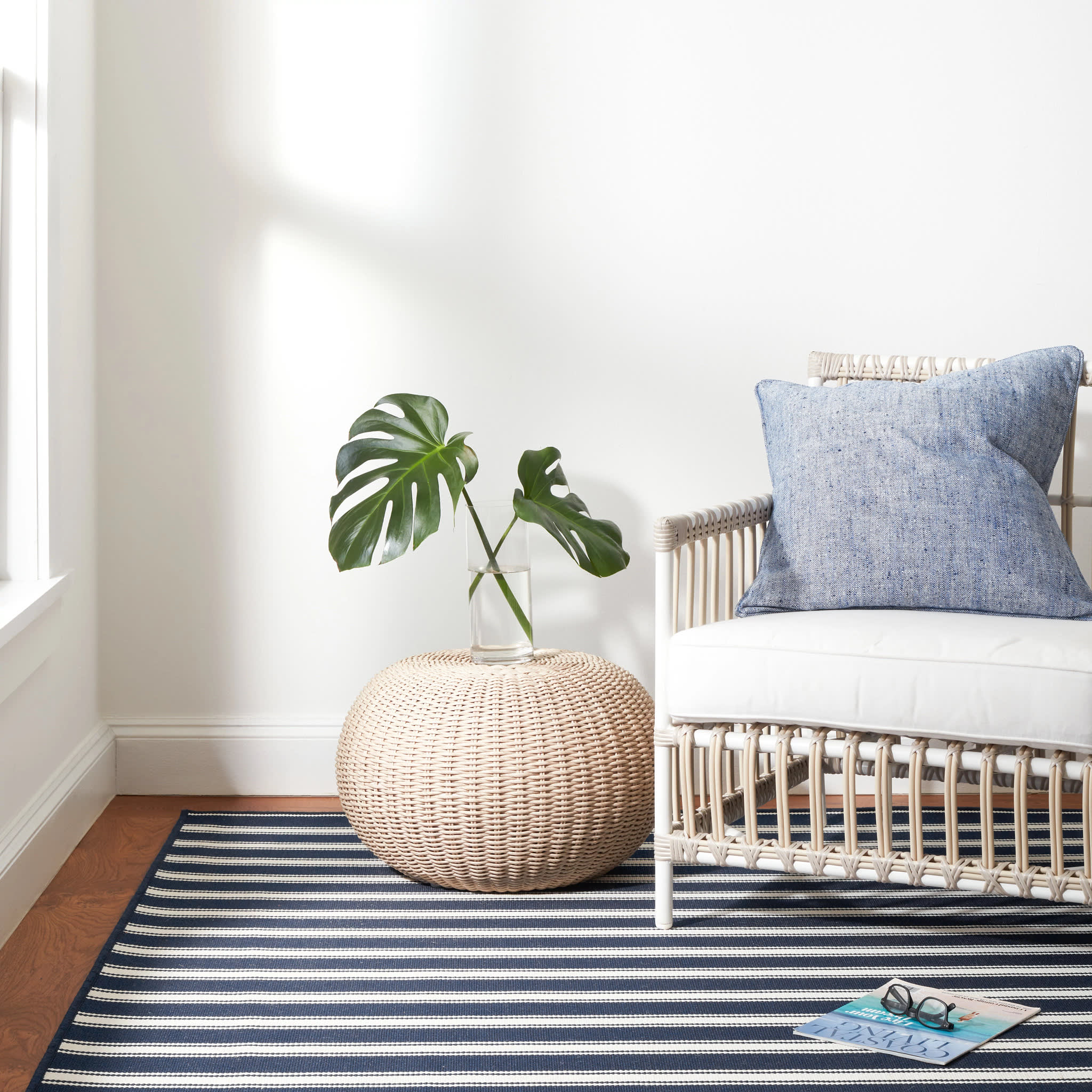 Maysville Stripe Woven Indoor/Outdoor Custom Rug | Navy - Image 3