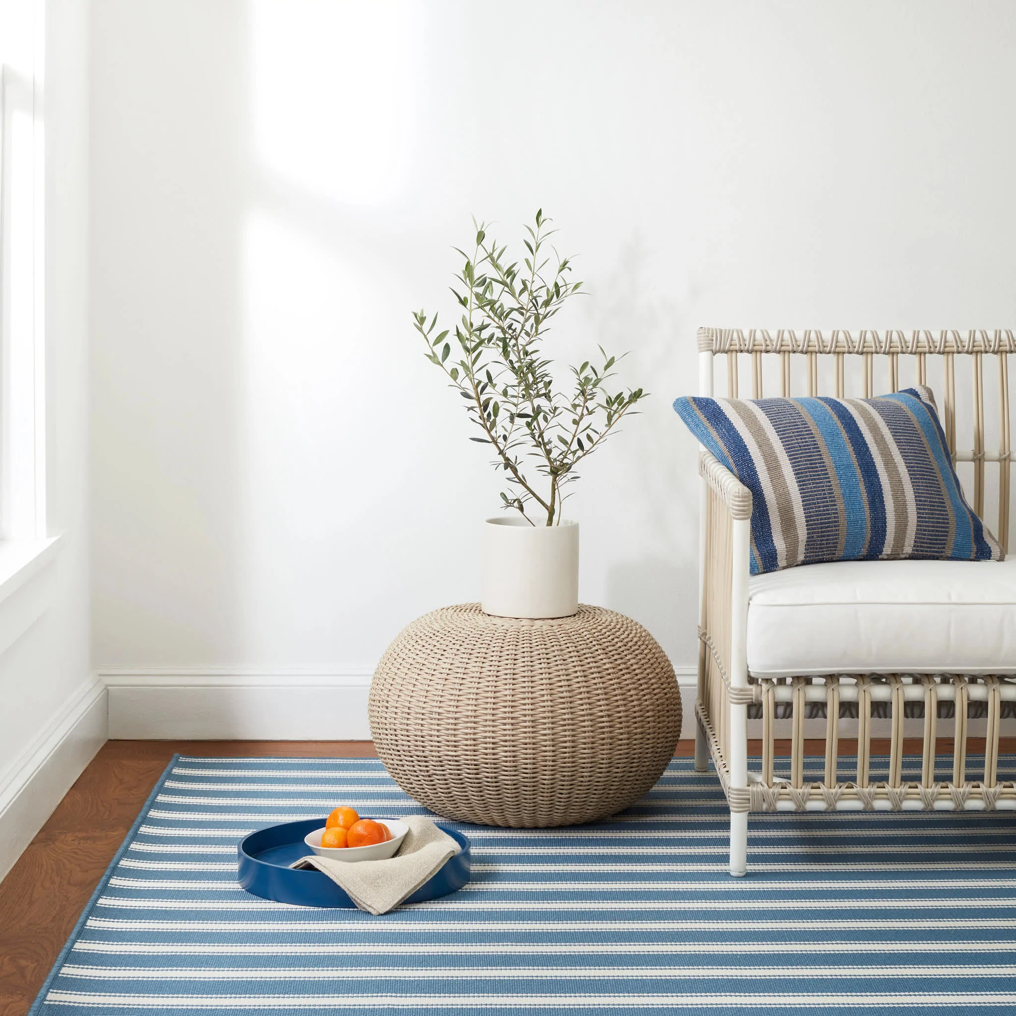 Maysville Stripe Woven Indoor/Outdoor Custom Rug | Slate - Image 2