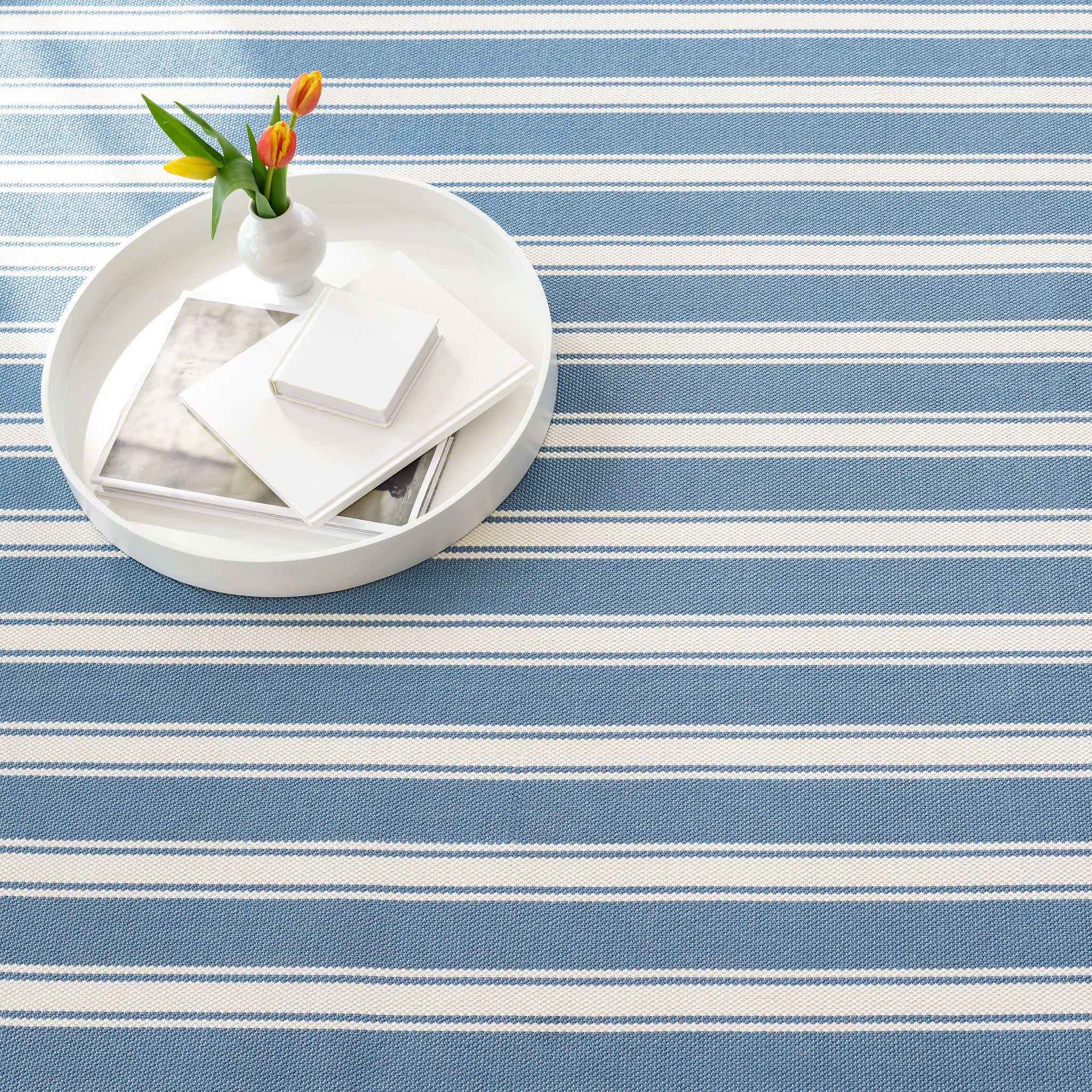 Maysville Stripe Woven Indoor/Outdoor Custom Rug | Slate - Image 3