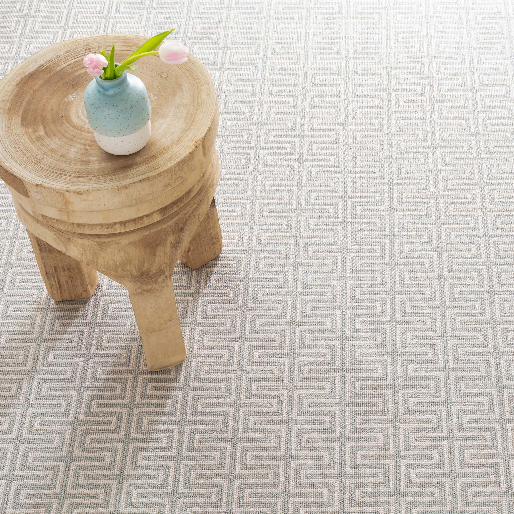 Maze Woven Wool Custom Rug | Pale Blue - Image 2