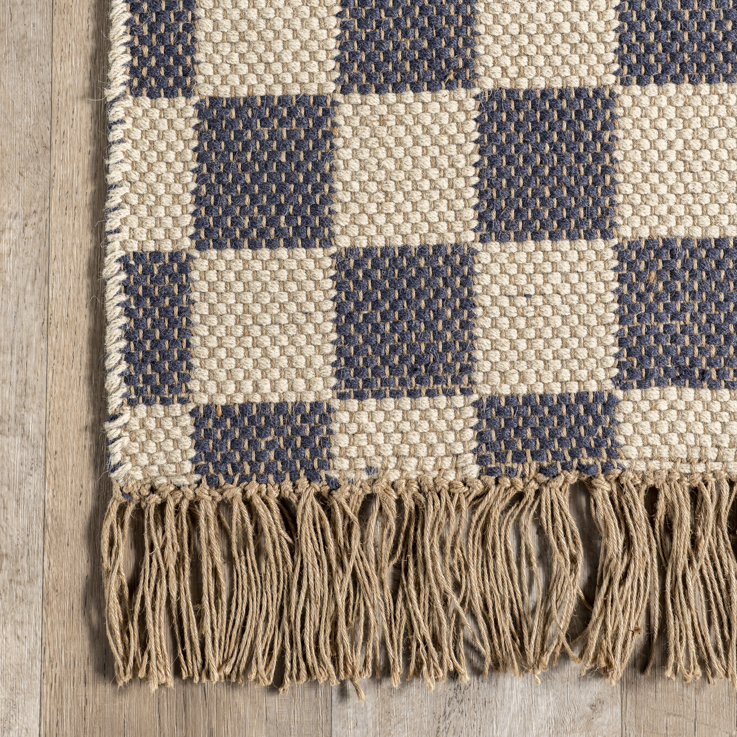Mazie Checkered Jute Rug | Grey - Image 3