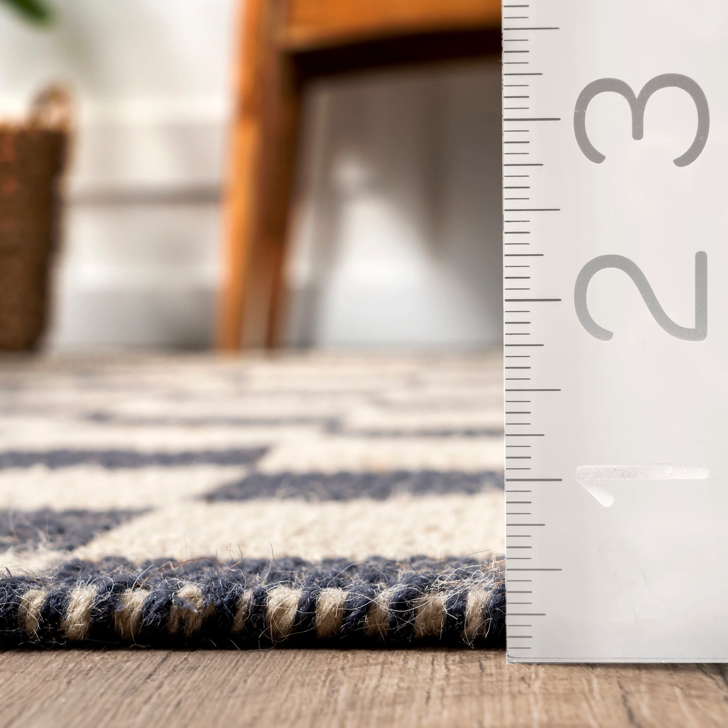 Mazie Checkered Jute Rug | Grey - Image 5